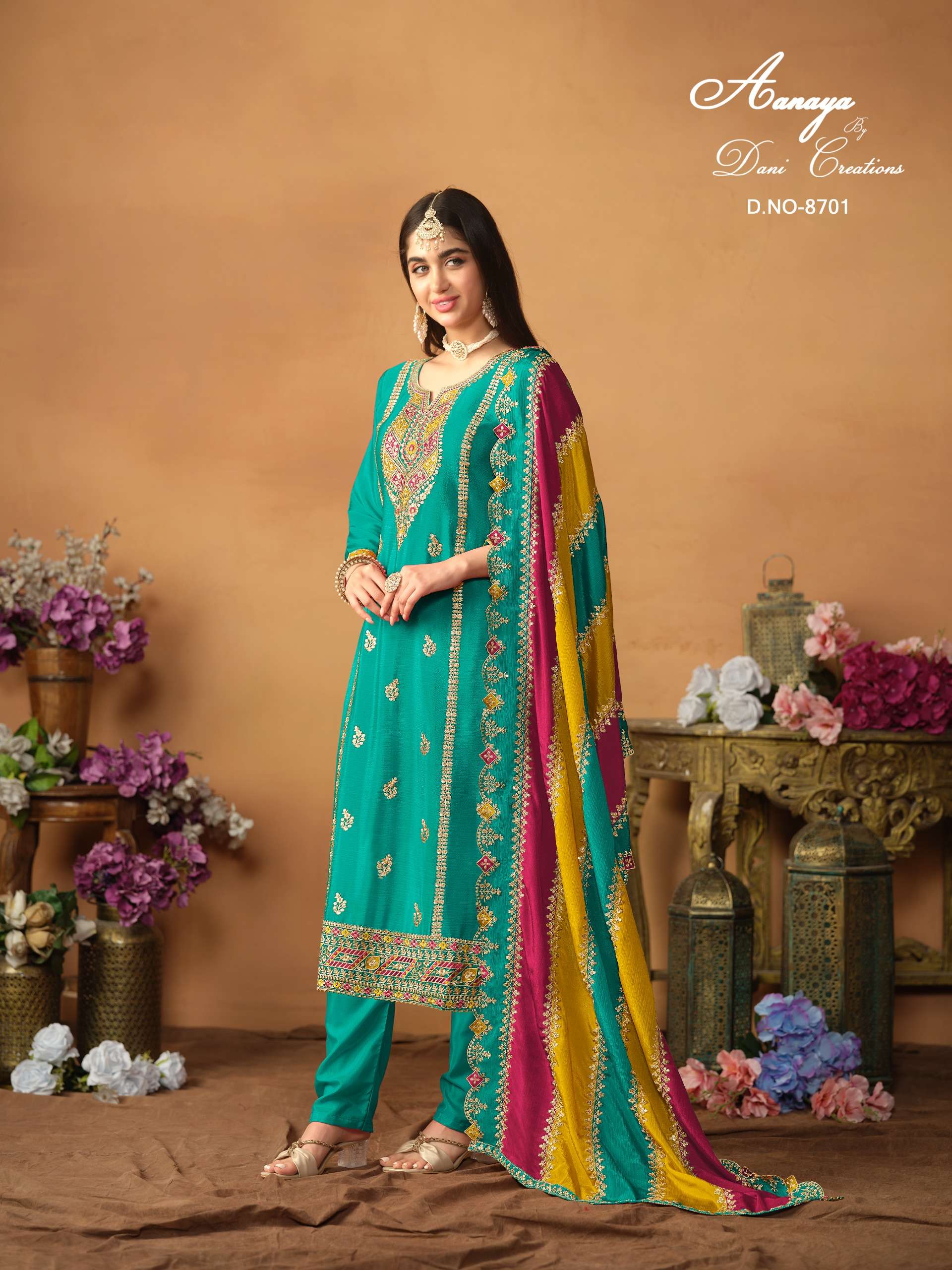 Aanaya Vol 187 8701 To 8703 Designer Style Straight Suit Latest Collection view 4