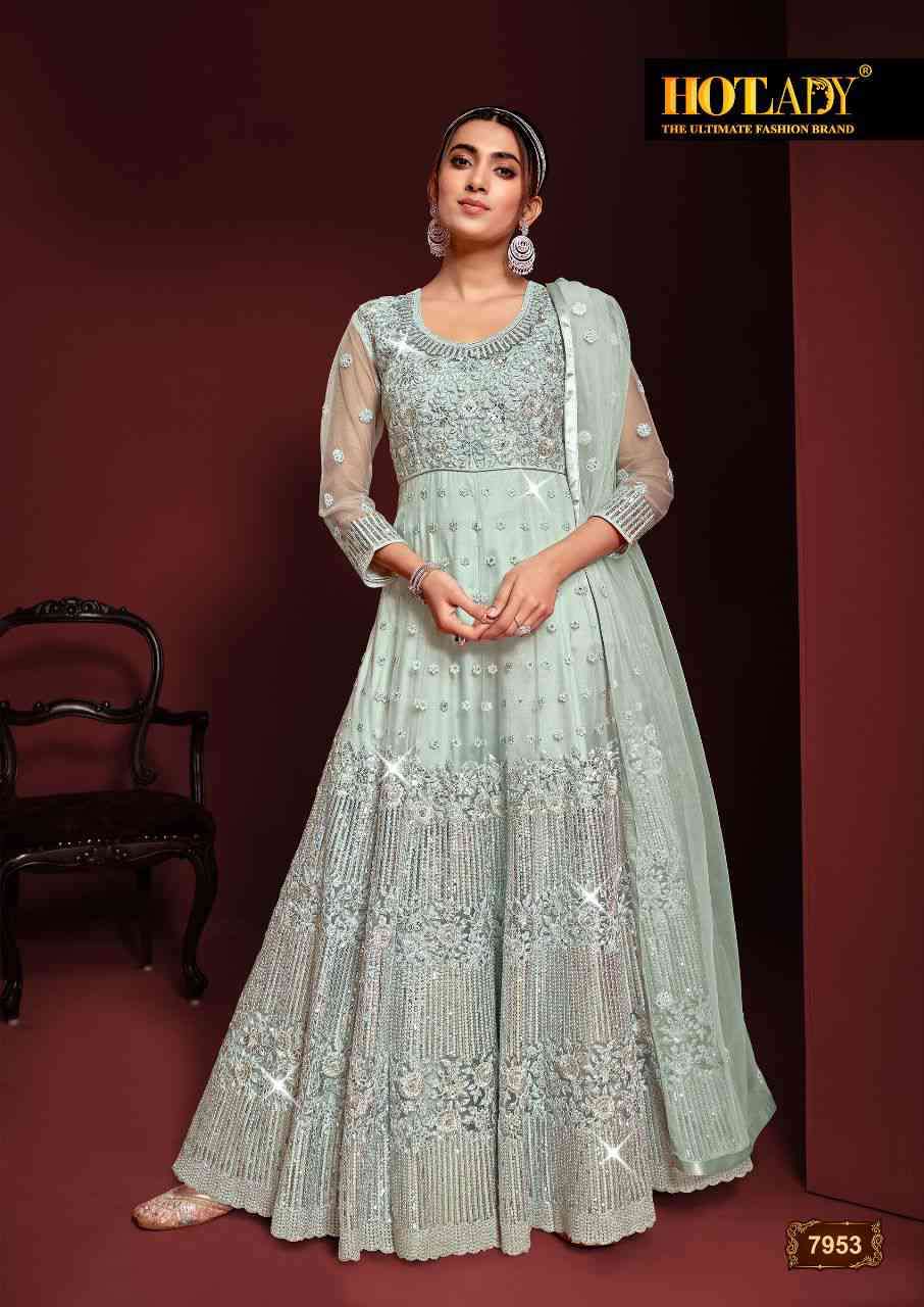 Hotlady Safeenaz Vol 23 7951 To 7955 Designer Party Wear Anarkali Gown view 2