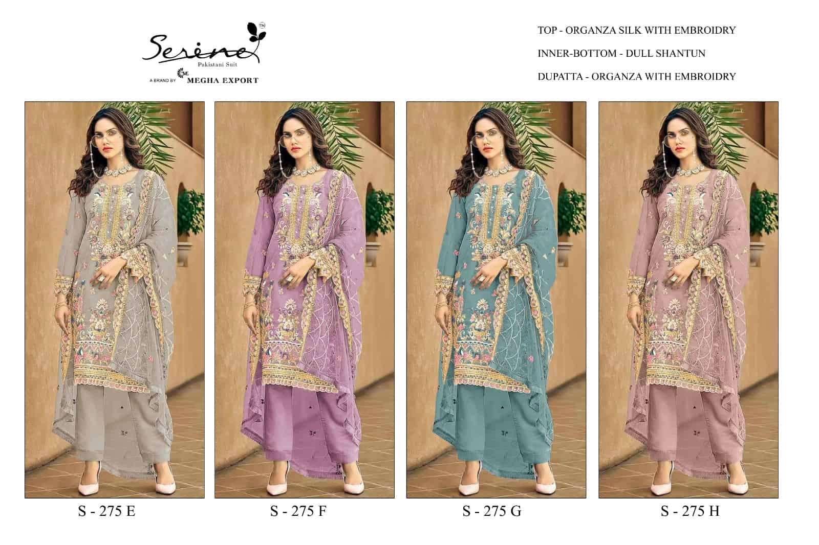 Megha Exports S 275 Colors Organza Unstitched Pakistani DressA Premium Selection view 5