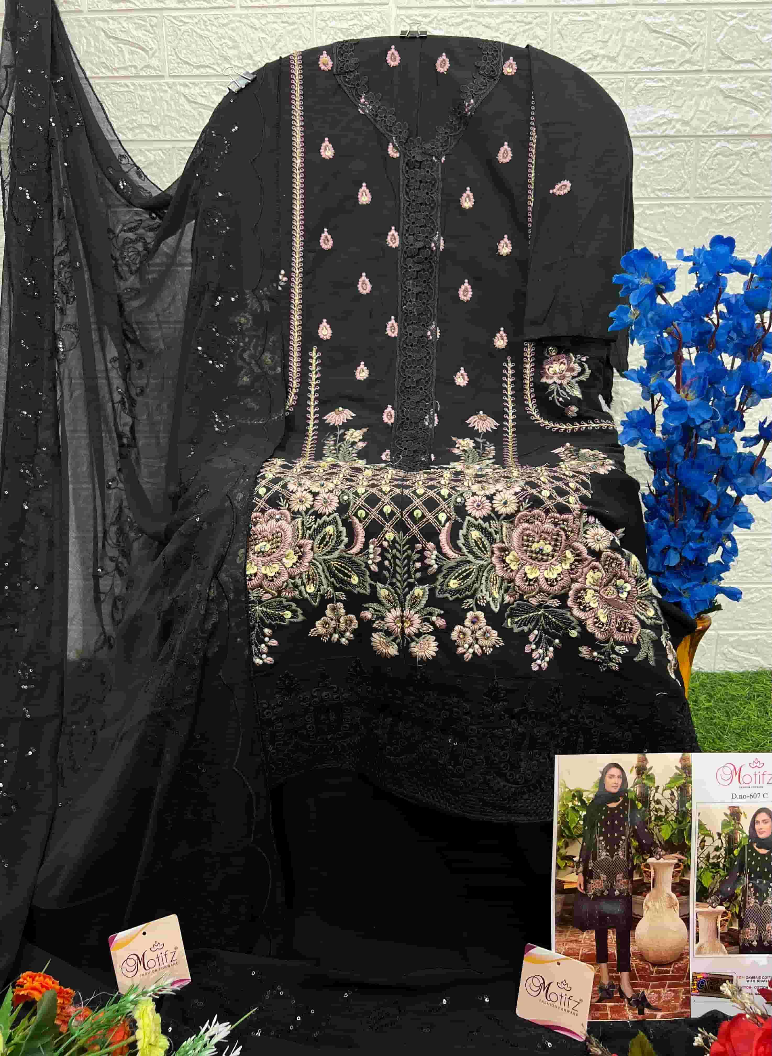 Motifz 607 Colors Pakistani Embroidered Designer Cotton Dress Wholesalers view 7