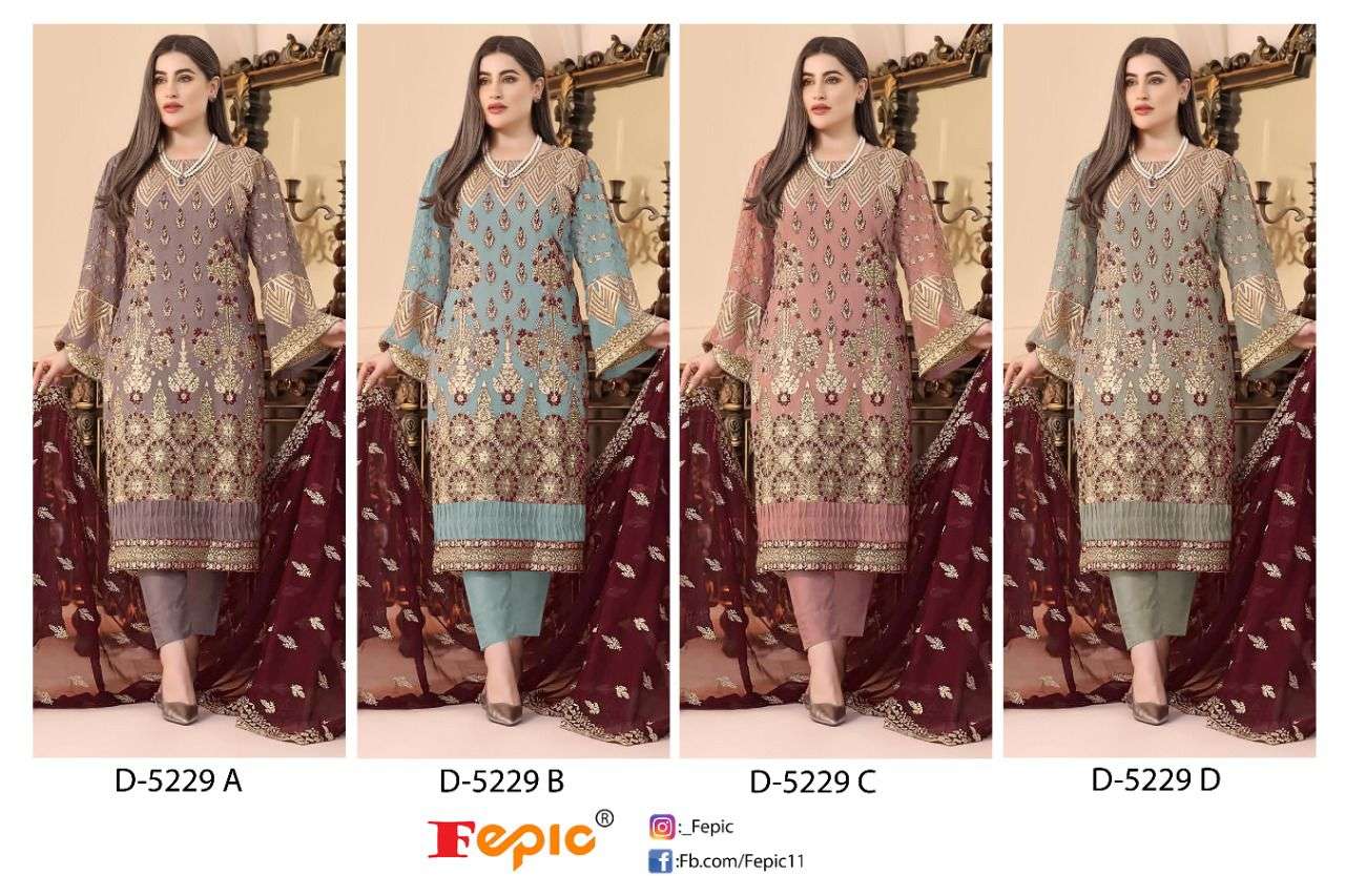 Fepic D 5229 Colors Heavy Embroidery Work Pakistani Suit Collection view 9