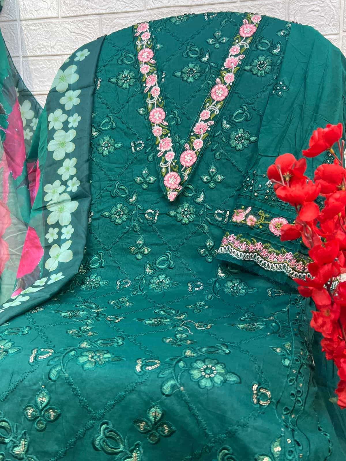 Zaha 10309 Embroidered Cotton Unstitched Suit view 4