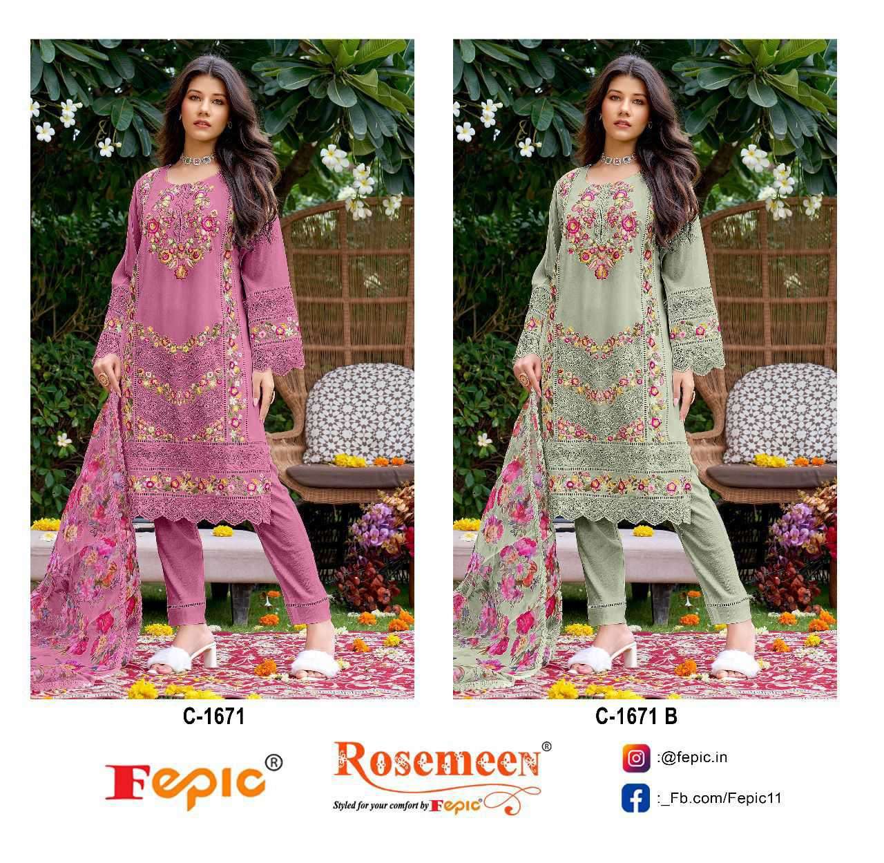Fepic C 1671 Colors Designer Straight Style Pakistani Dress