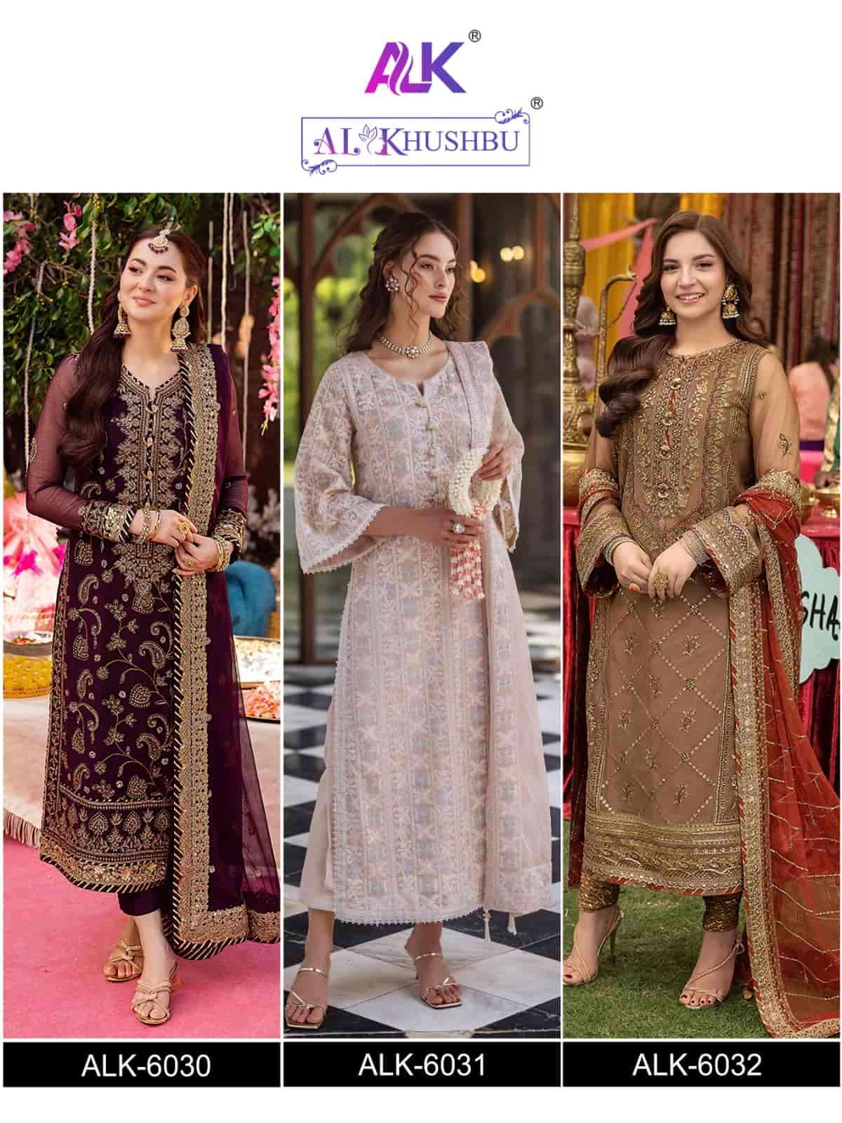 Al Khushbu 6030 To 6032 Pakistani Style Designer Georgette Suit Wholesalers view 4