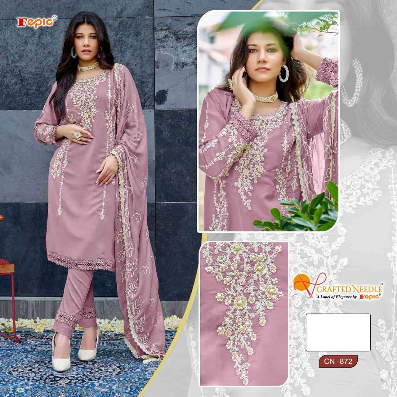 Crafted Needle CN 872 By Fepic Fancy Designer Style Pakistani Readymade Suit Exporters view 3