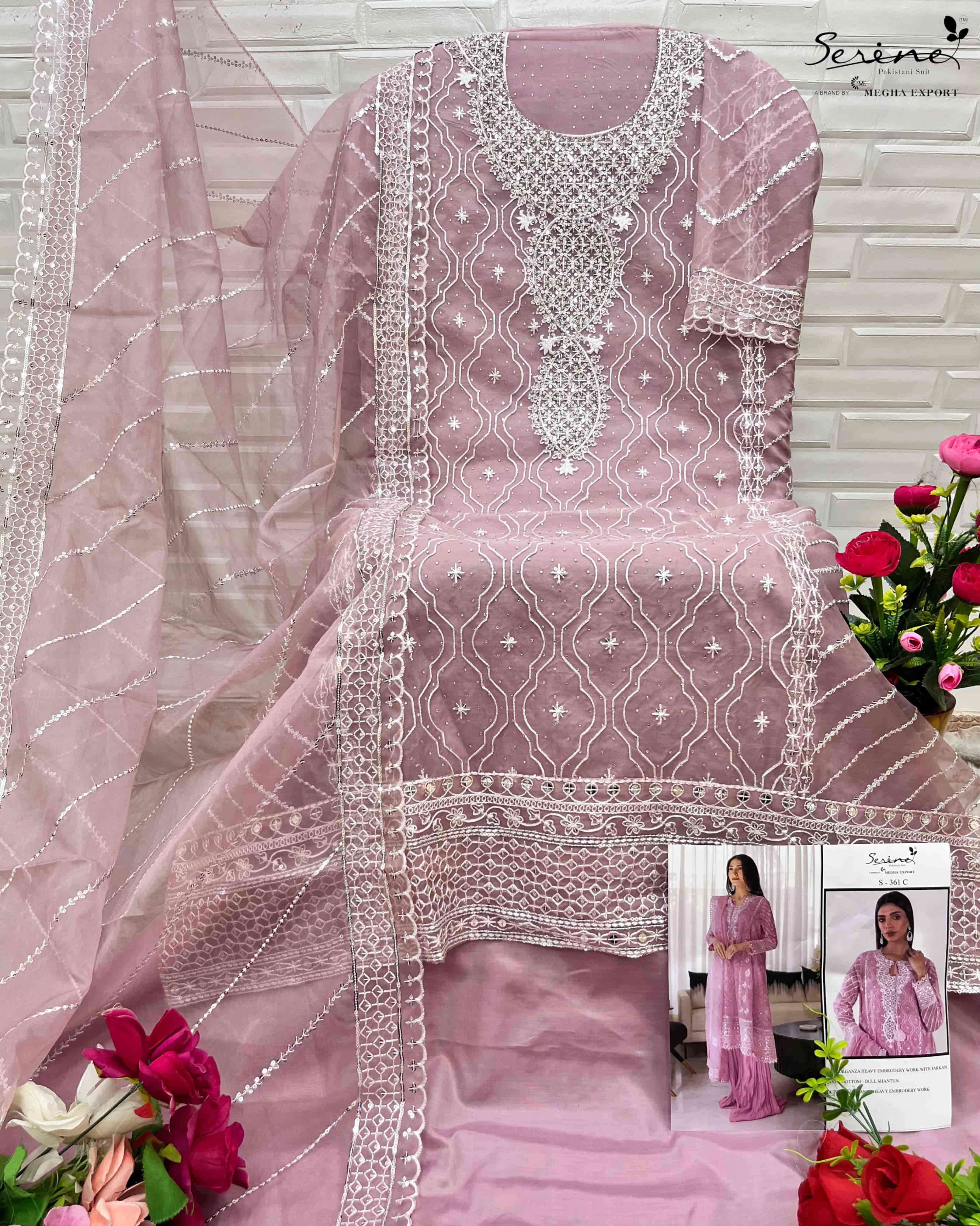 Serine S 361 C Pakistani Organza Embroidered Designer Suit Ensemble view 2