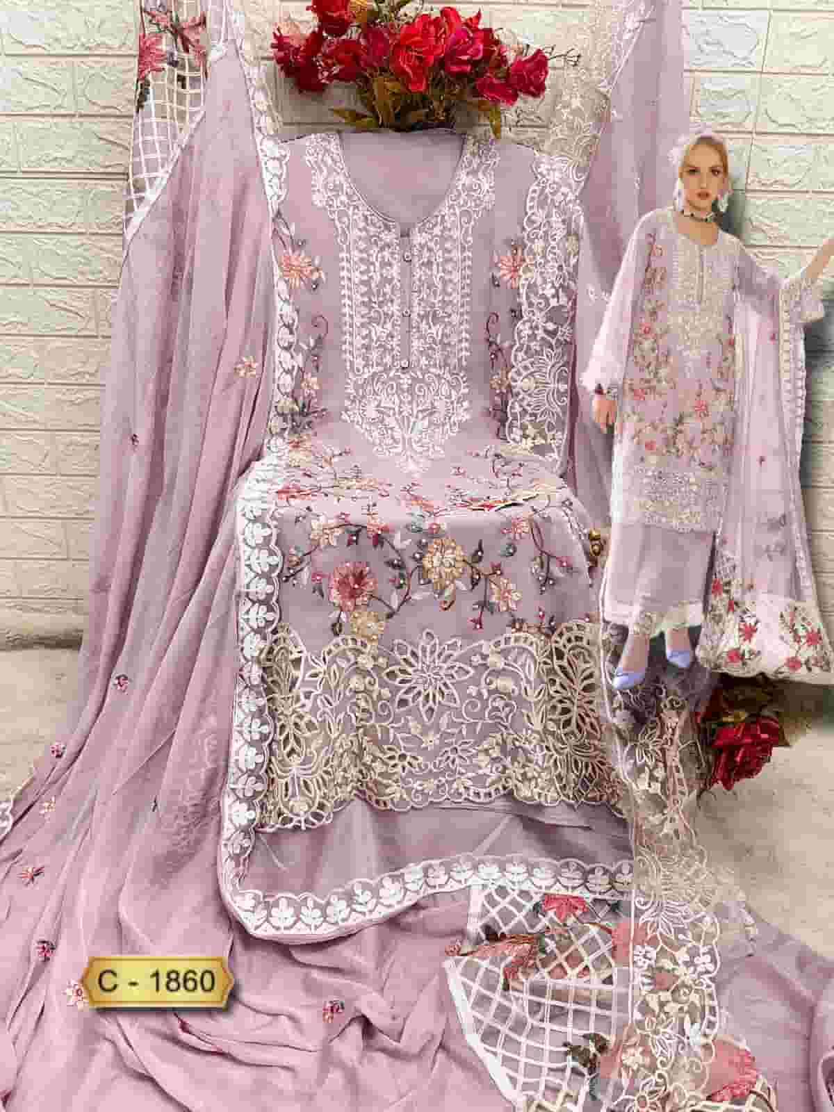 Fepic C 1860 A Designer Style Pakistani Georgette Salwar Suit Ensemble view 2