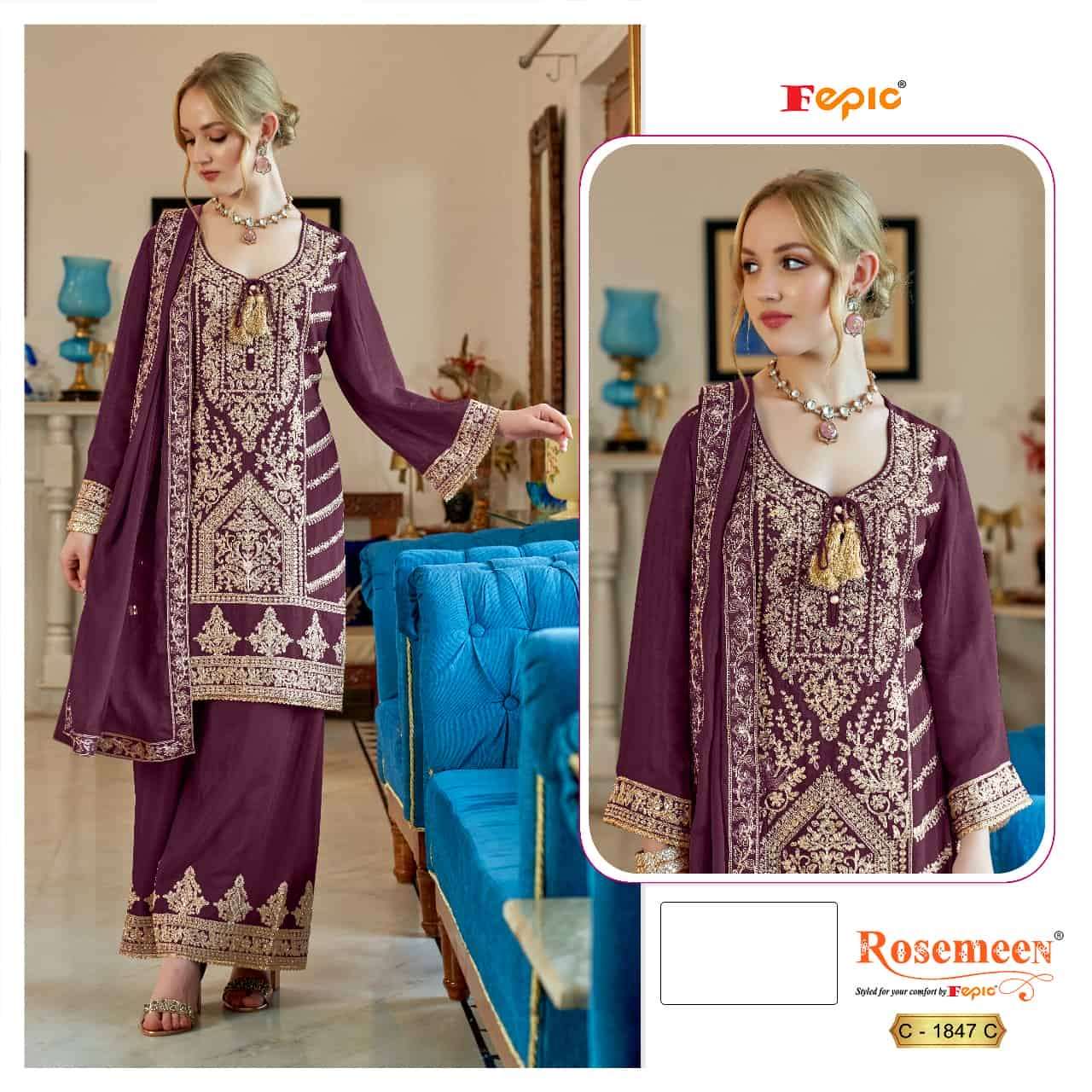 Fepic C 1847 Colors Pakistani Heavy Designer Style Salwar Kameez Wholesalers view 3