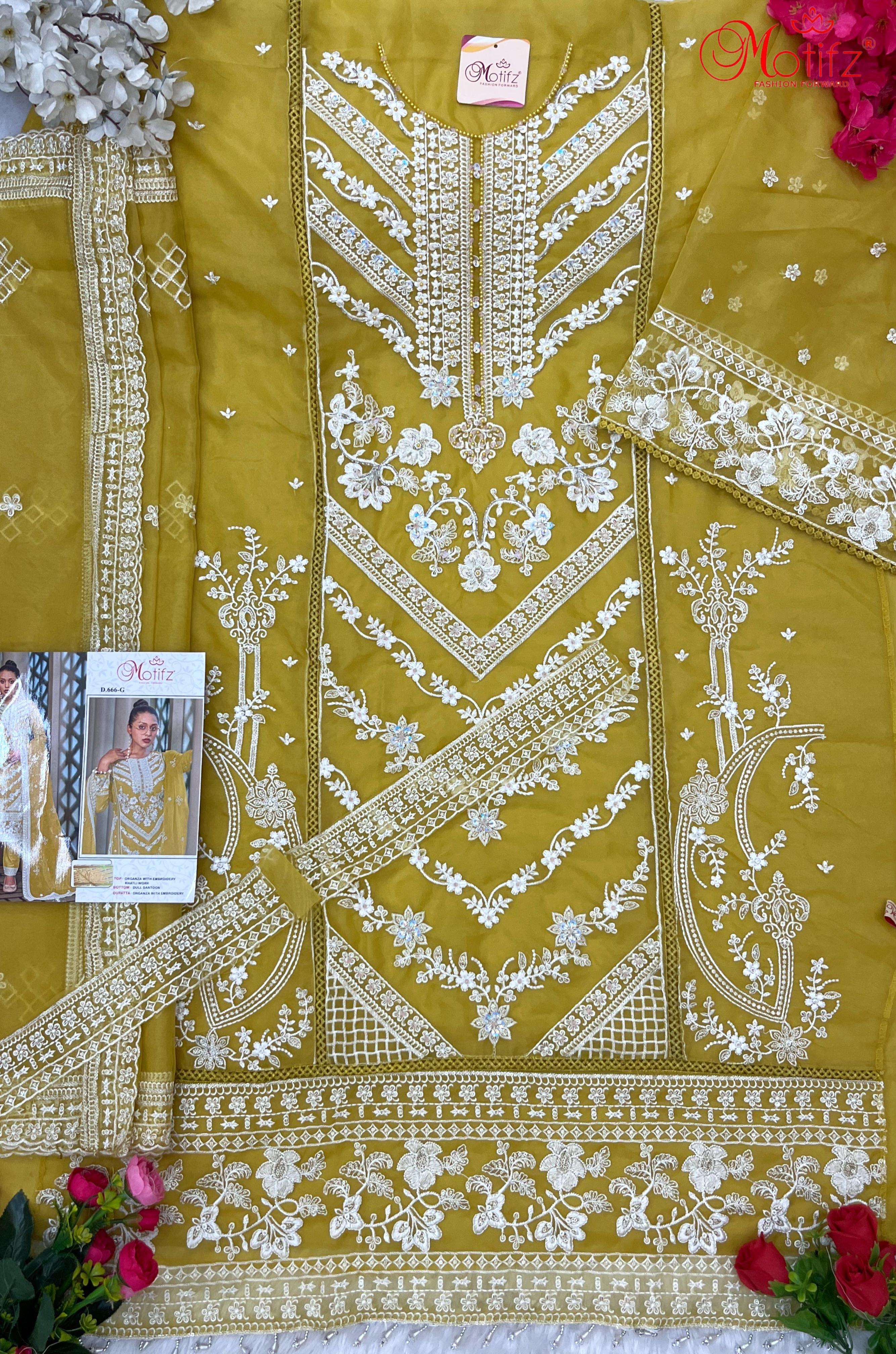 Motifz 666 G Festive Wear Style Designer Embroidered Suit Ensemble
