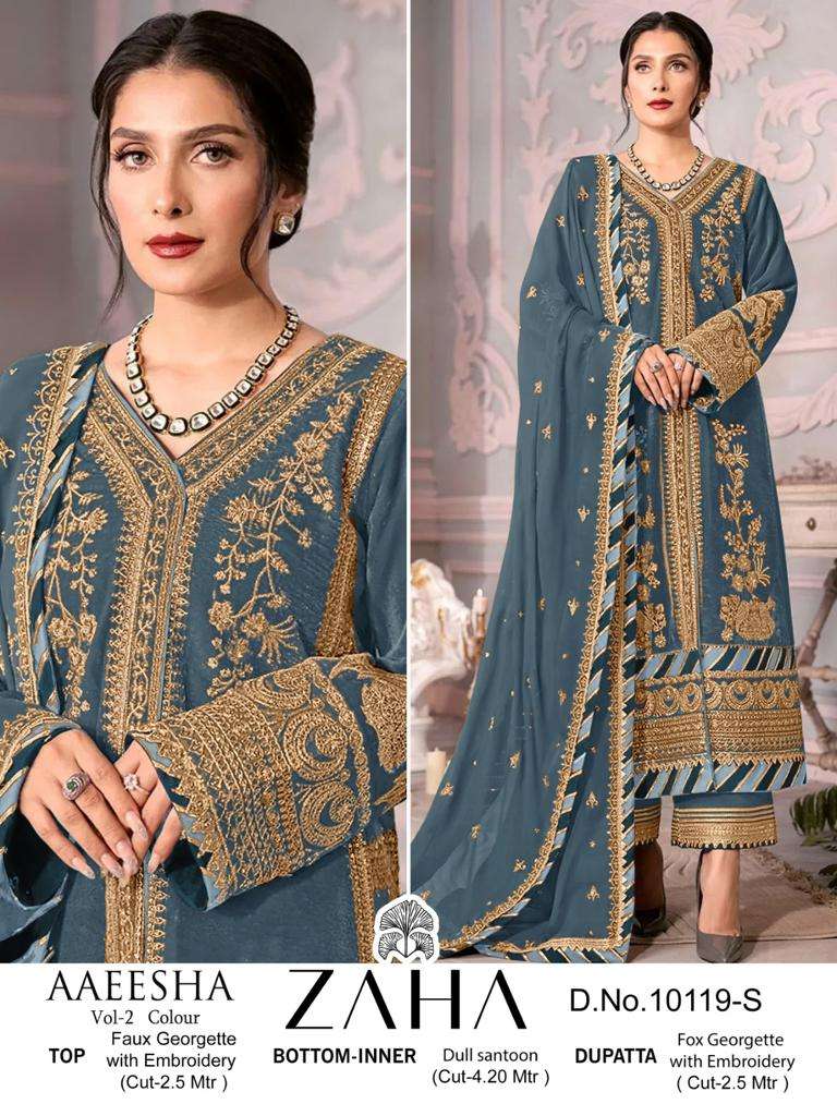 Zaha Aaeesha Vol 2 10119 Colors Pakistani Festive Wear Style Salwar Suit Wholesalers view 2