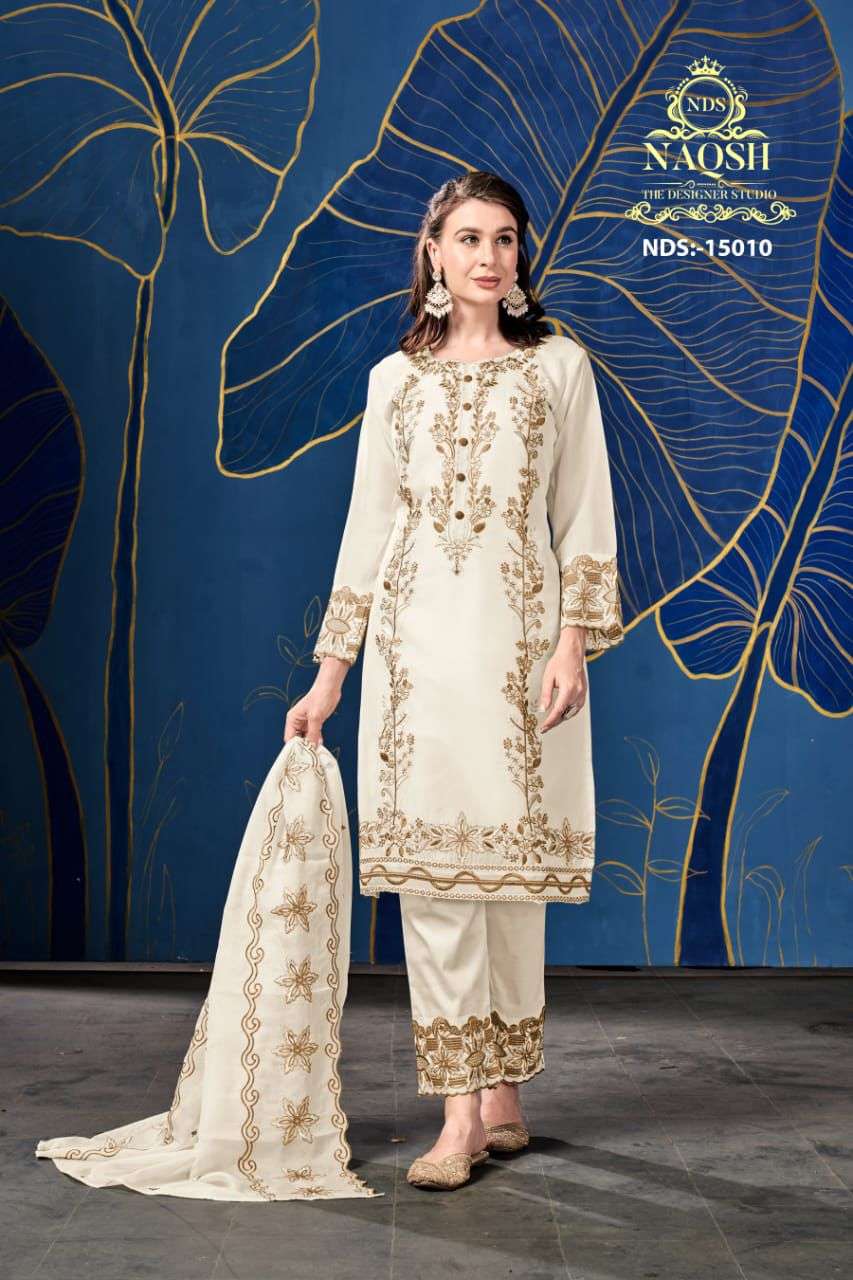Naqsh Designer Embroidered Organza Salwar Suit view 3