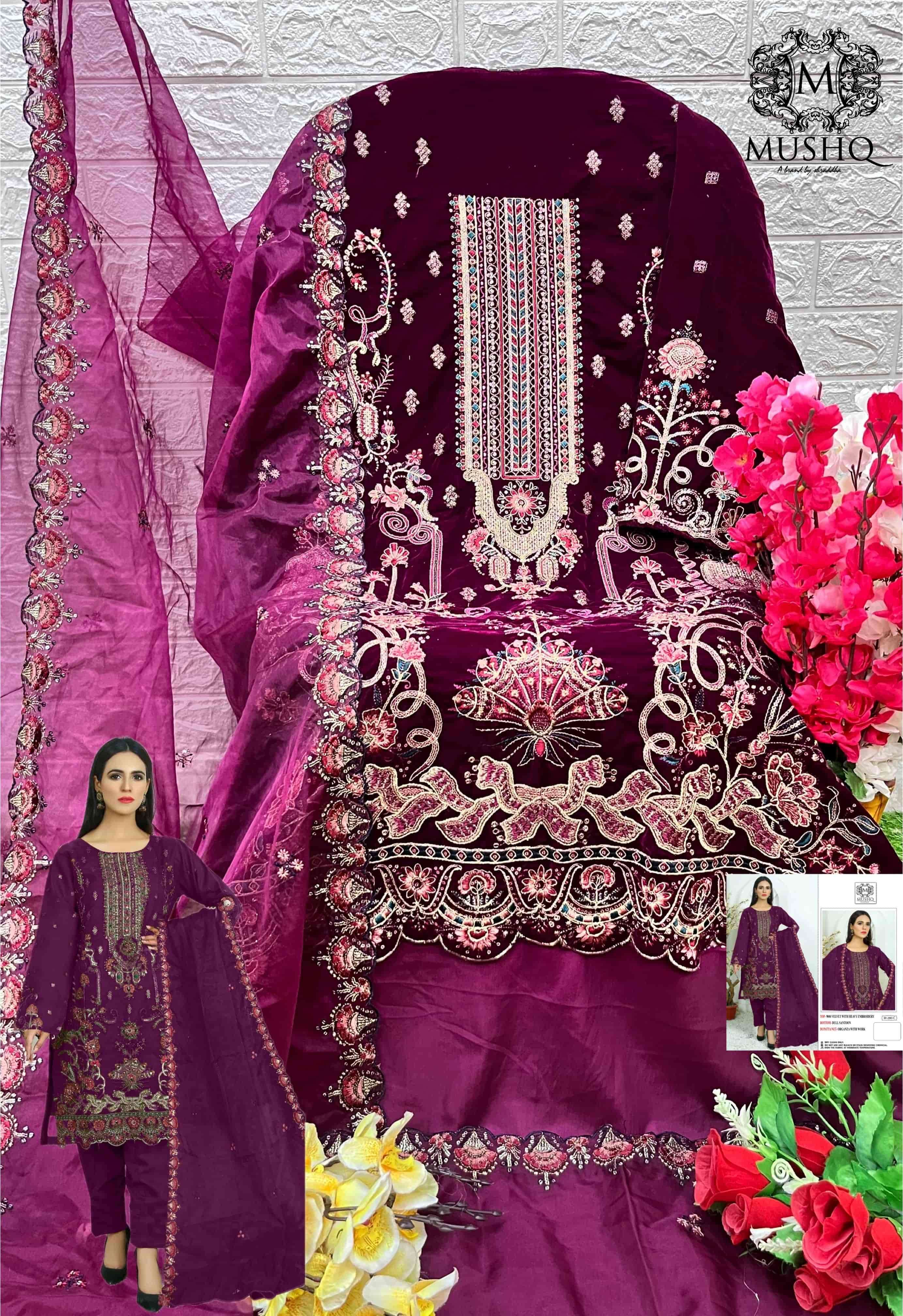 Mushq M 280 Colors Pakistani Style Festive Wear Style Designer Salwar Suit Wholesalers view 5