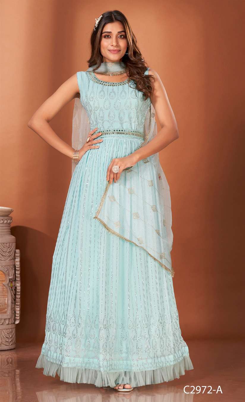 Amoha Trends C 2972 Colors Indo Western Style Frill Gown Partywear Collection view 4