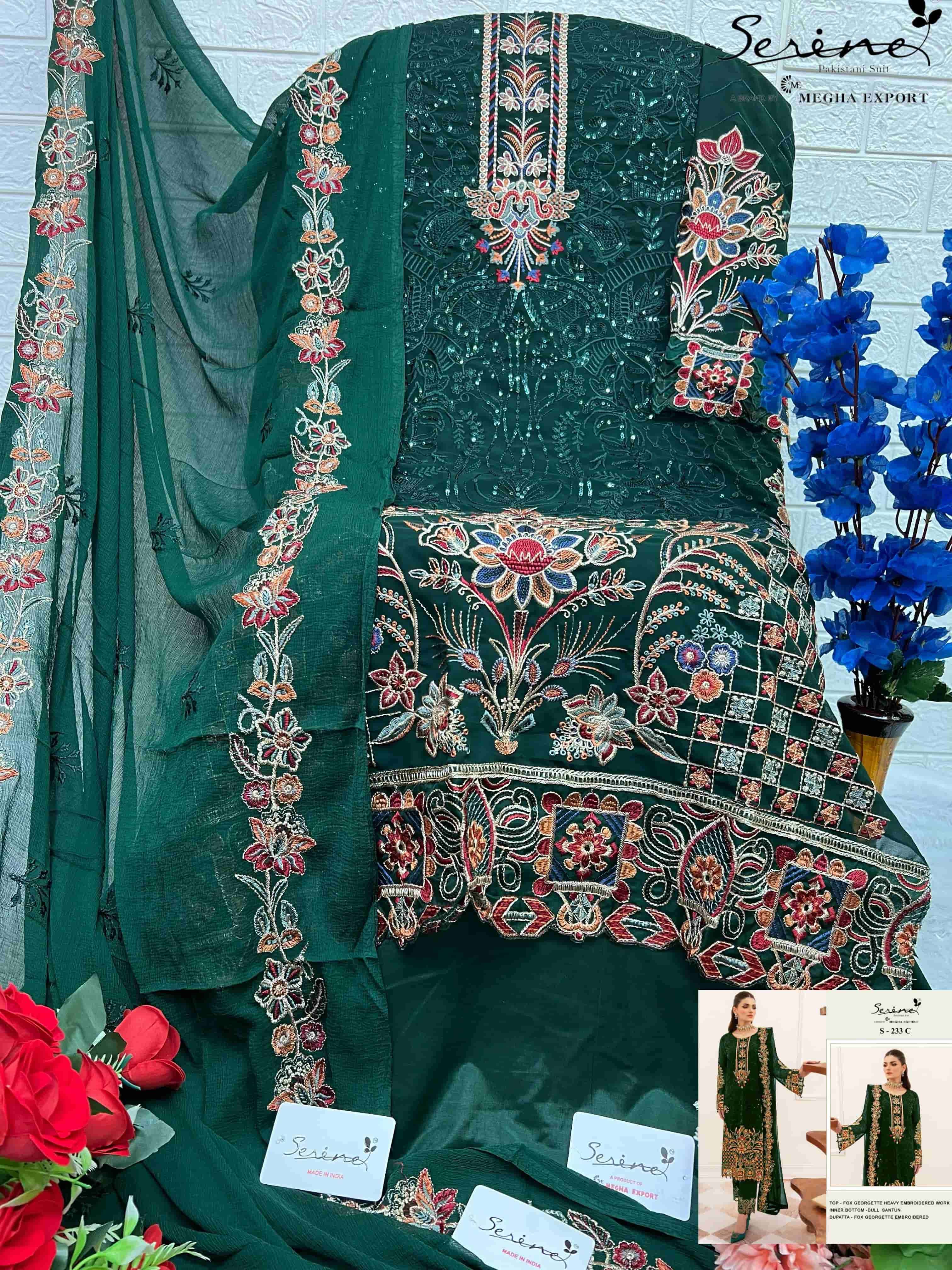 Megha Exports S 233 Colors Fancy Latest Designer Georgette Embroidered Suit Exporters view 7
