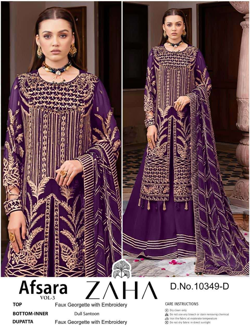 Zaha Afsara Vol 3 10349 Colors Pakistani Festive Wear Style Salwar Suit Wholesalers view 4