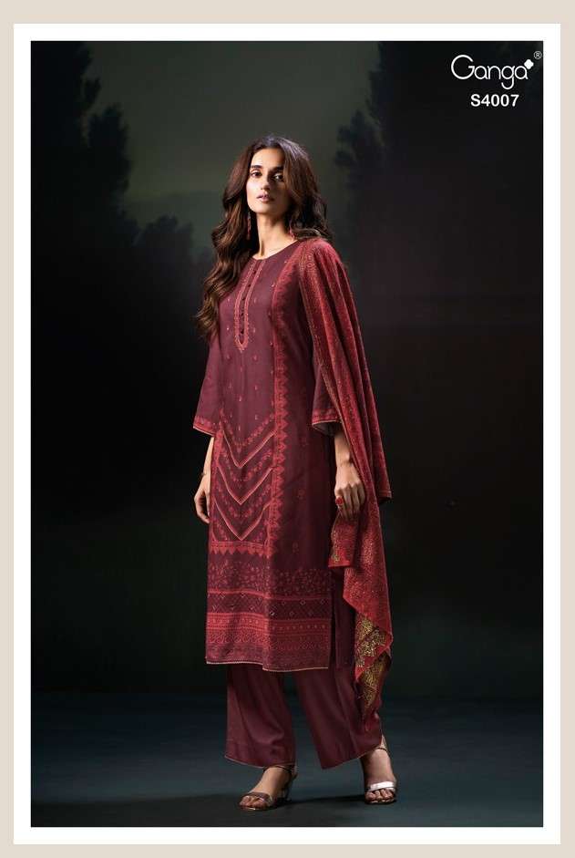 Ganga Fashion Faith 4007 Premium Pure Pashmina Suit Winter Collection view 2