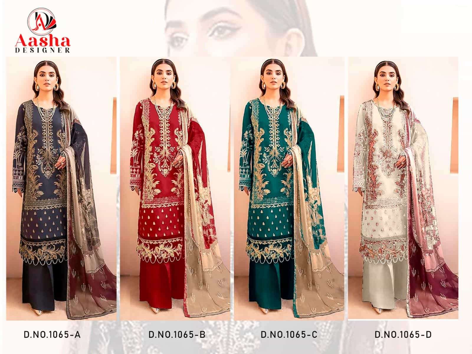Aasha Designer 1065 Colors Chevron Summer Collection Designer Embroidered Dress Exporter view 14