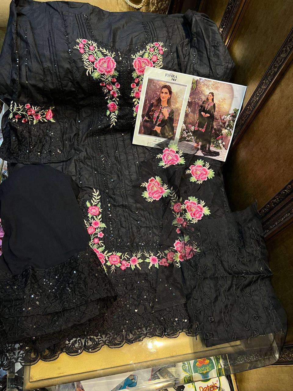 Johra Tex 103 Latest Designer Pakistani Cotton Embroidered Suit Exporter view 3