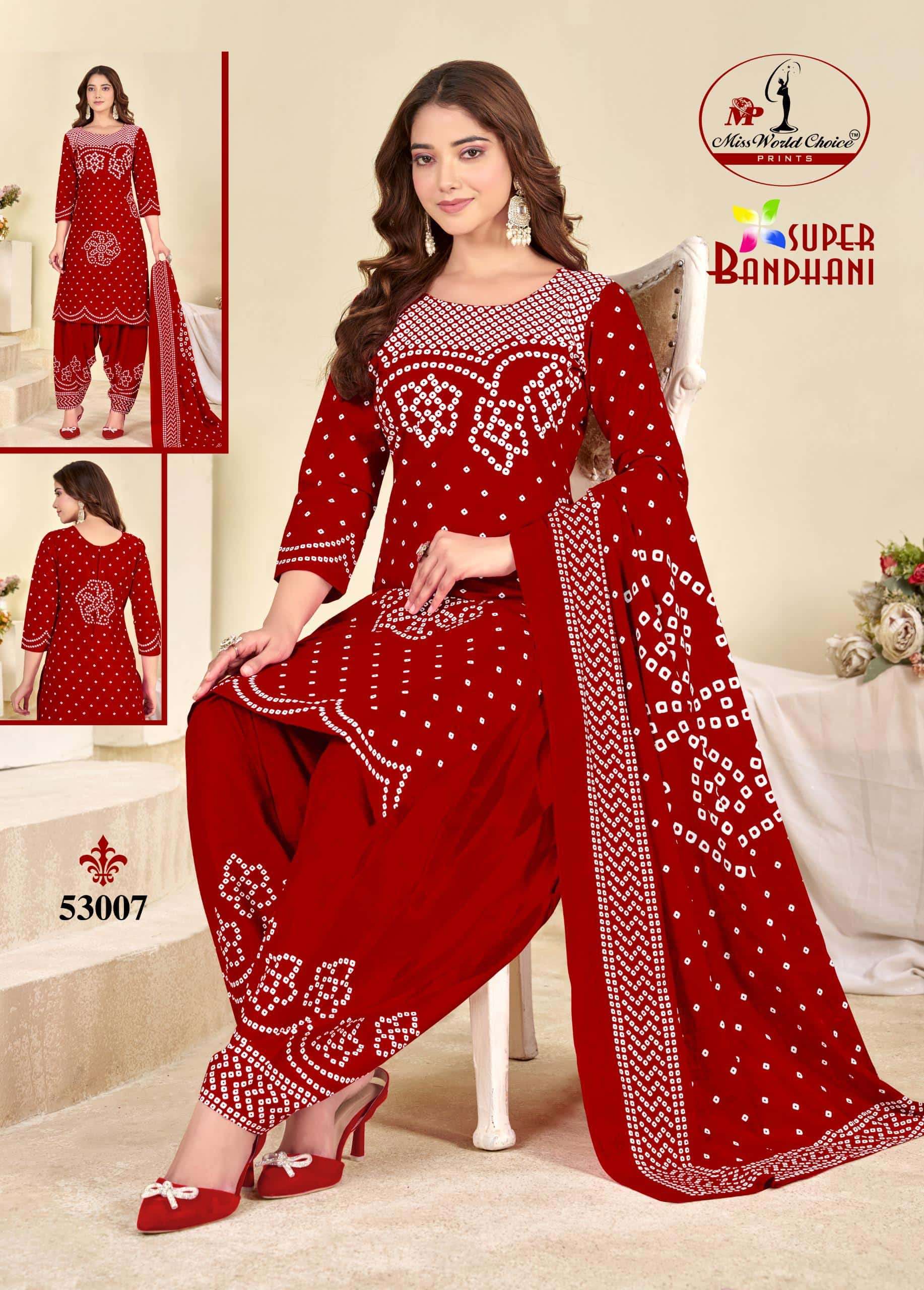 Miss World Choice Super Bandhani Vol 53 Unstitch Cotton Suit Catalog view 8