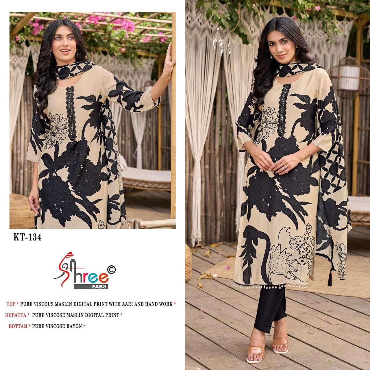 Shree Fabs KT 134 Pakistani Style Designer Maslin Printed Suit Ensemble