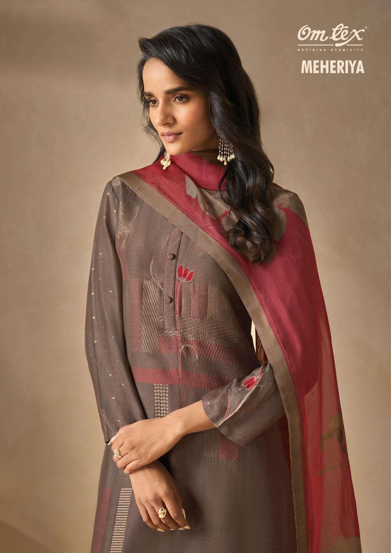 Omtex Meheriya Exclusive Muslin Jacquard Suit New Collection view 2