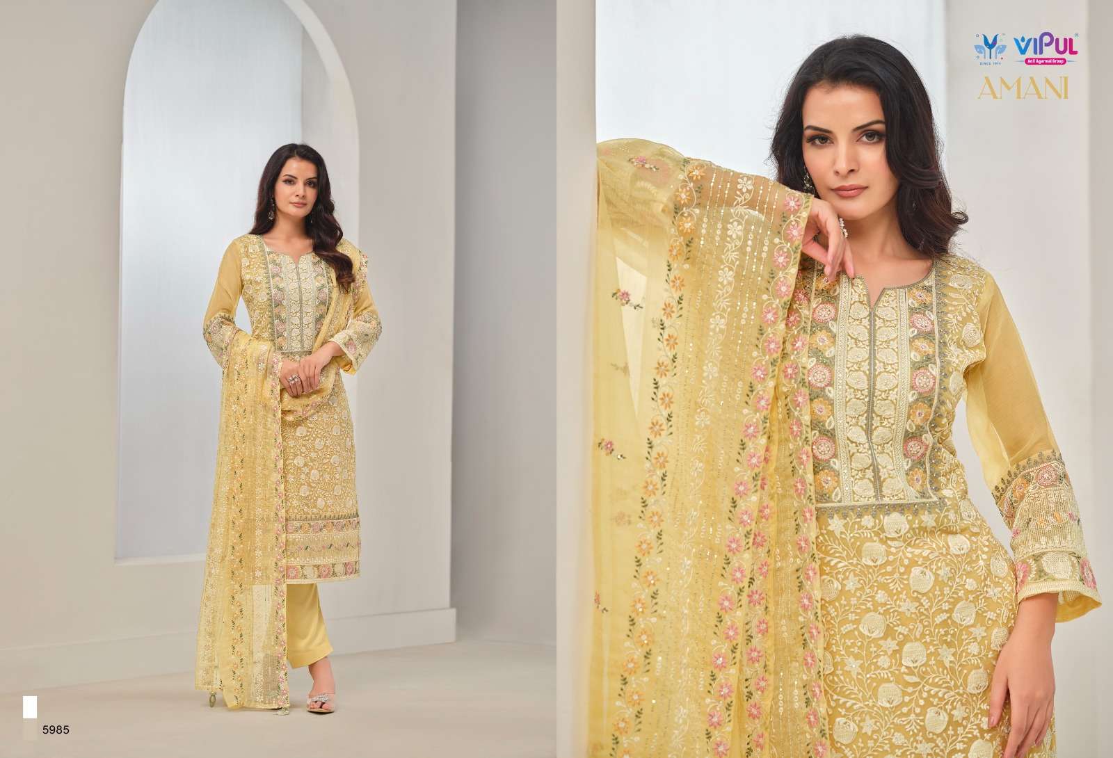 Vipul Fashion Amani 5981 To 5986 Designer Organza Partywear Suit view 7