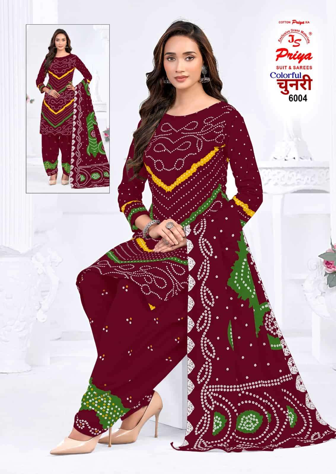 Js Priya Colourful Chunri Vol 6 Printed Cotton Bandhani Suit view 11