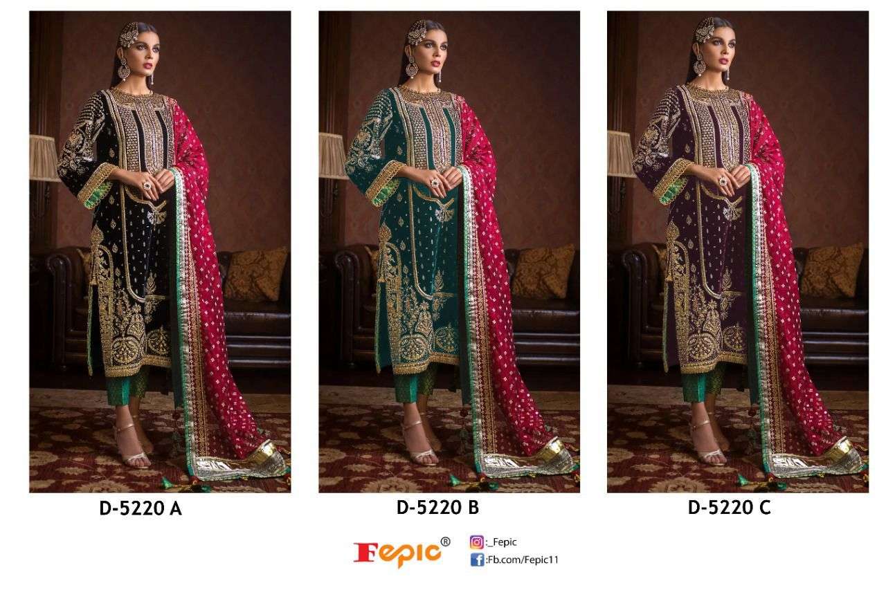 Fepic D 5220 Colors Designer Party Wear Velvet Suit New Catalog view 4