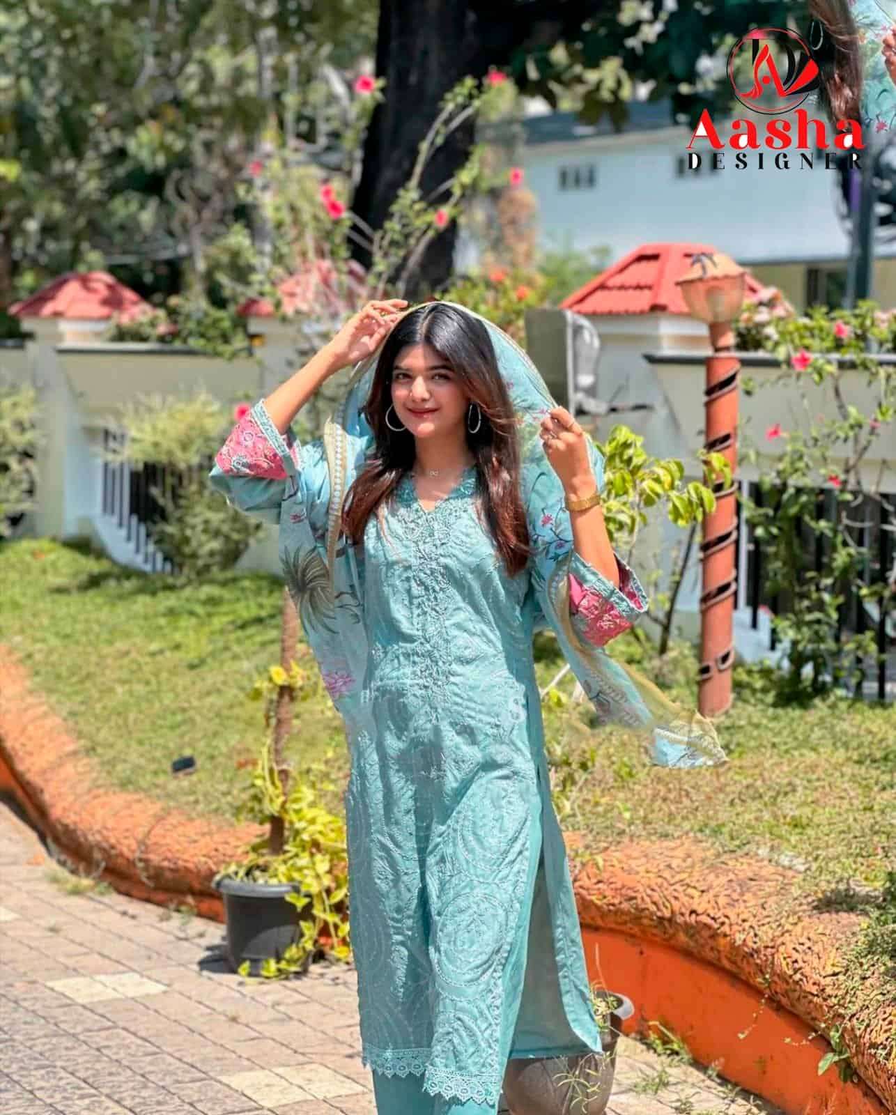 Aasha Designer 1079 Pakistani Designer Fancy Embroidered Dress Ensemble view 3