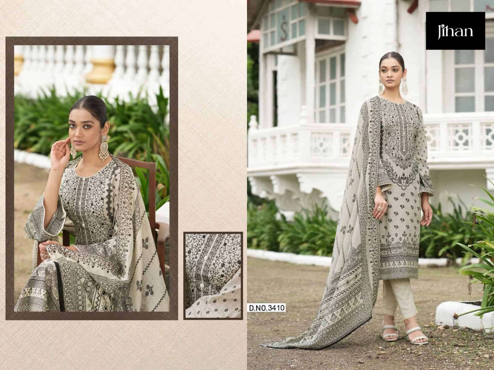 Jihan Bin Saeed Lawn Collection 3410 Colors Pakistani Cotton Suit Wholesalers view 2