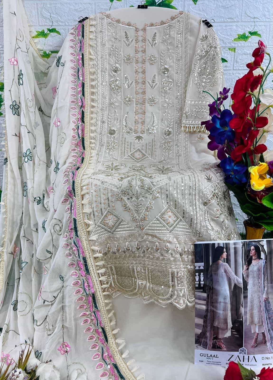 Zaha 10145 Heavy Embroidered Pakistani Suit view 2