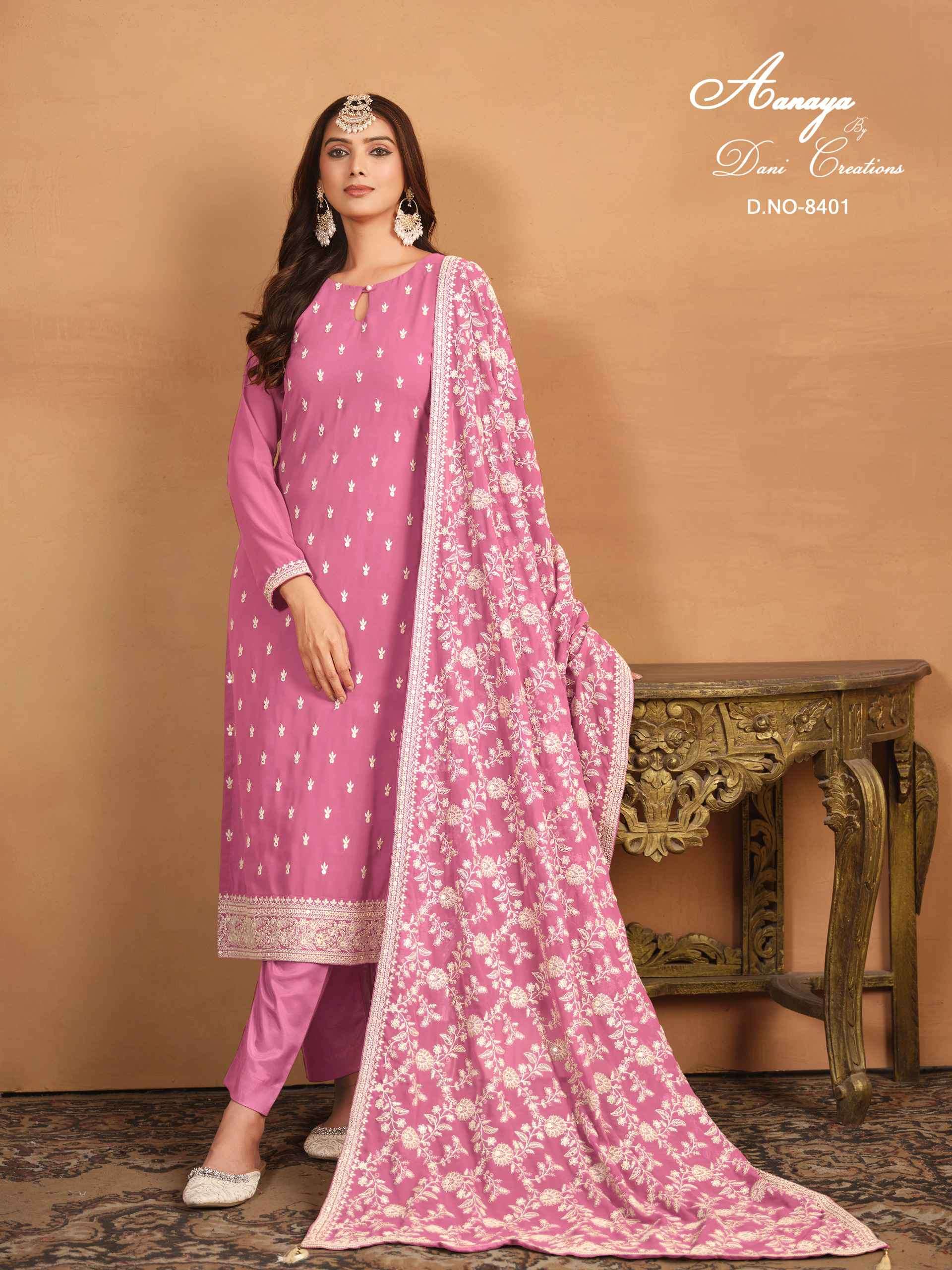 Aanaya Vol 184 8401 To 8404 Straight Style Designer Georgette Suit view 4