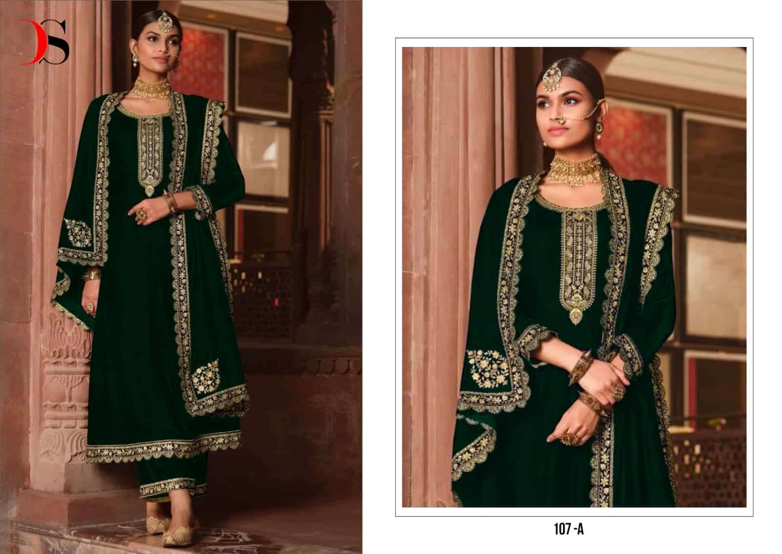Deepsy Pakistani Velvet Embroidered Suit 107A