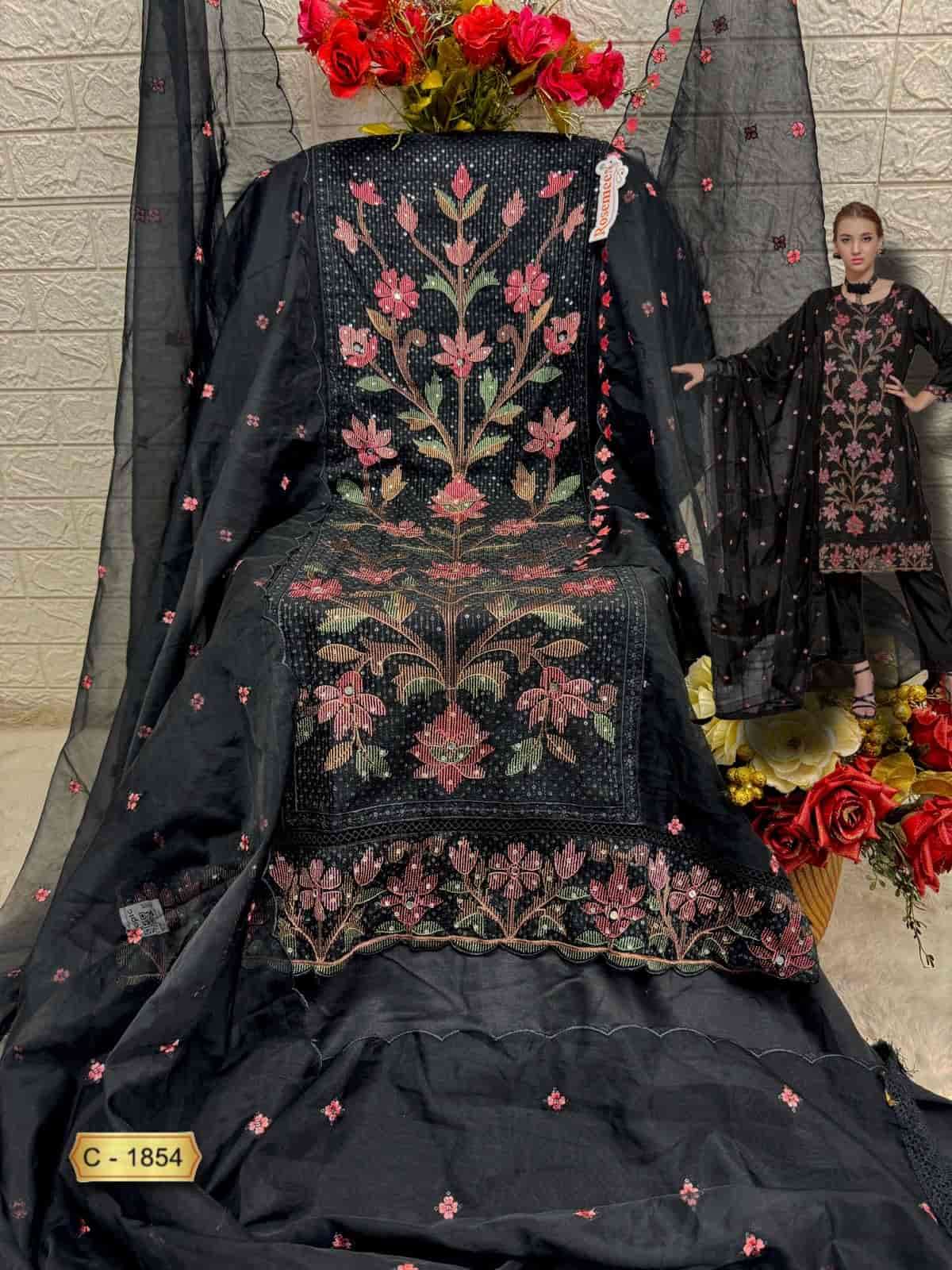 Fepic C 1854 Pakistani Style Designer Organza Embroidered Suit Exporter view 2