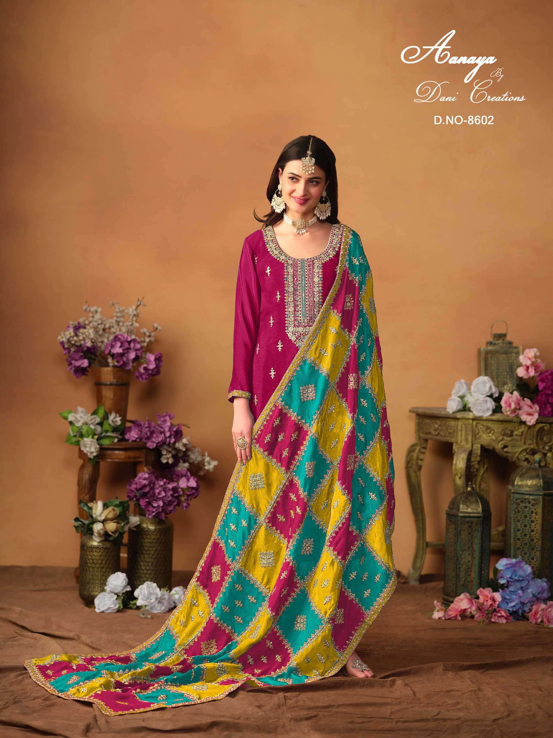 Aanaya Vol 186 8601 To 8603 Designer Work Ladies Dress Festive Collection view 5
