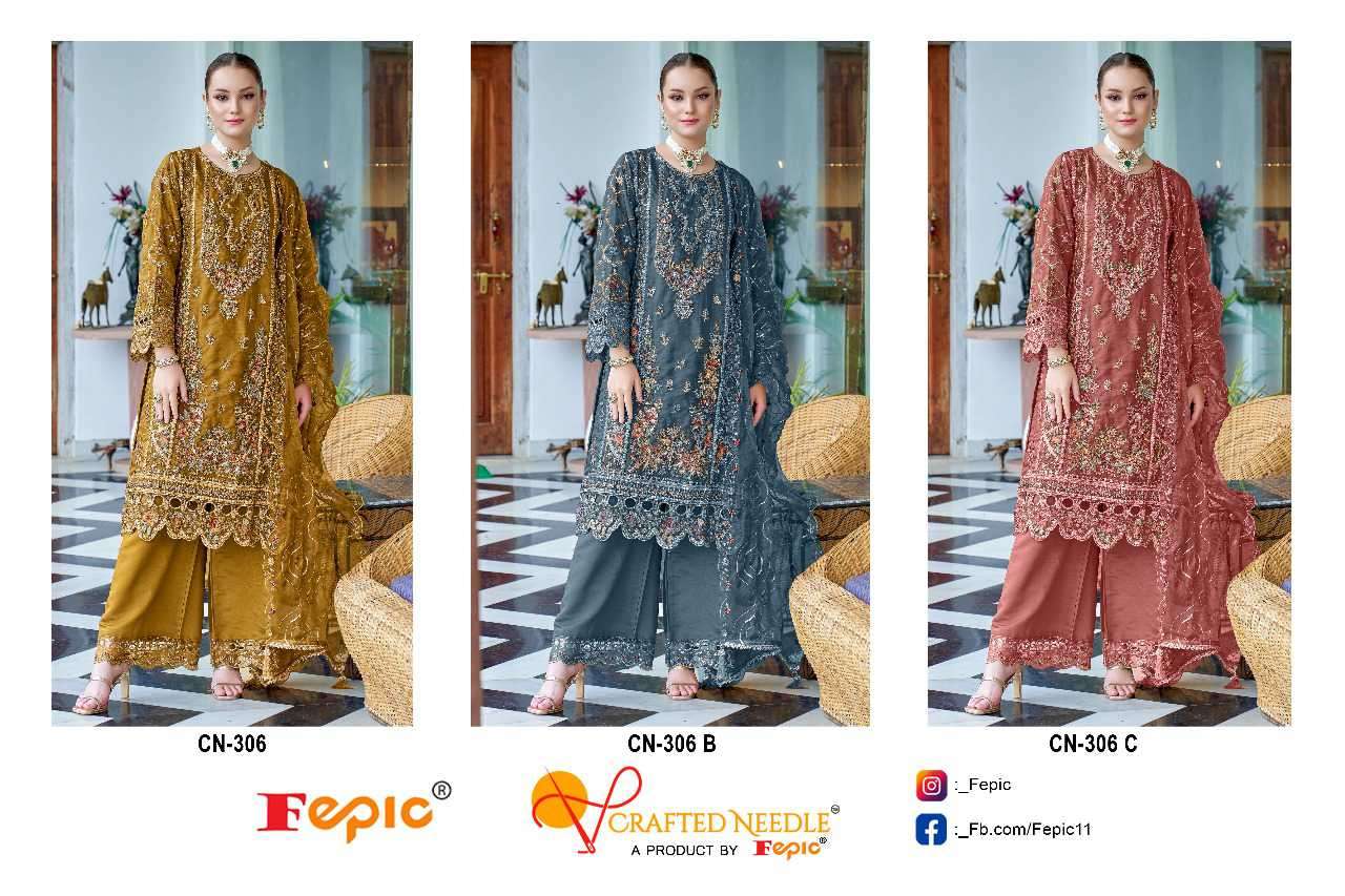 Fepic Cn 306 Colors Heavy Work Unstitch Pakistani Suit view 4
