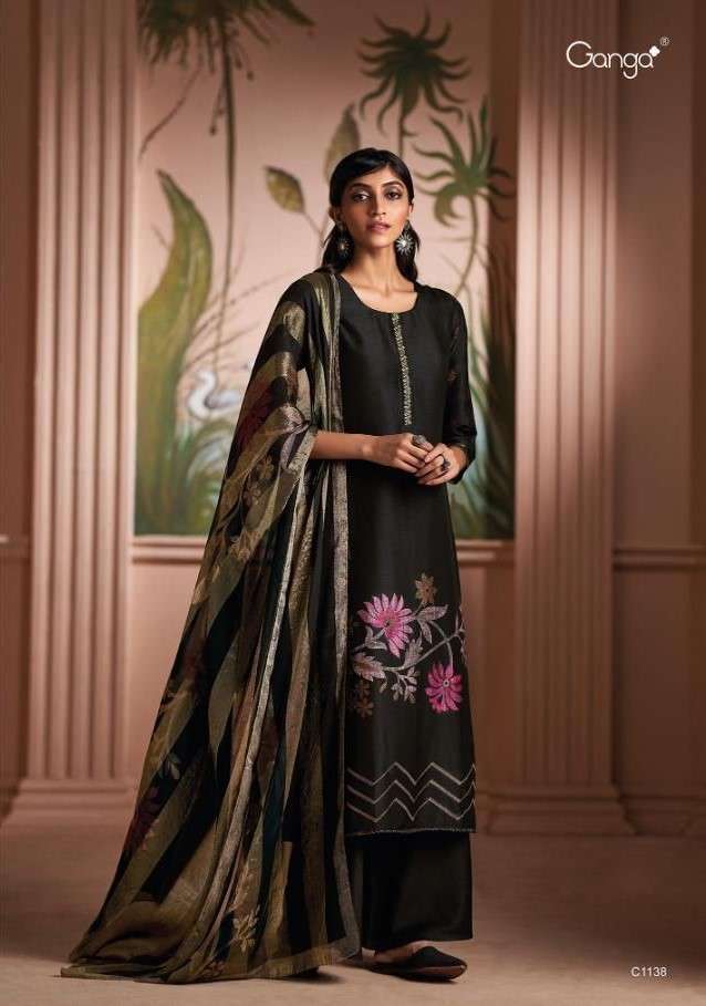 Ganga Shanaya 1138 Fancy Silk Exclusive Black Designs Suit Collection view 2