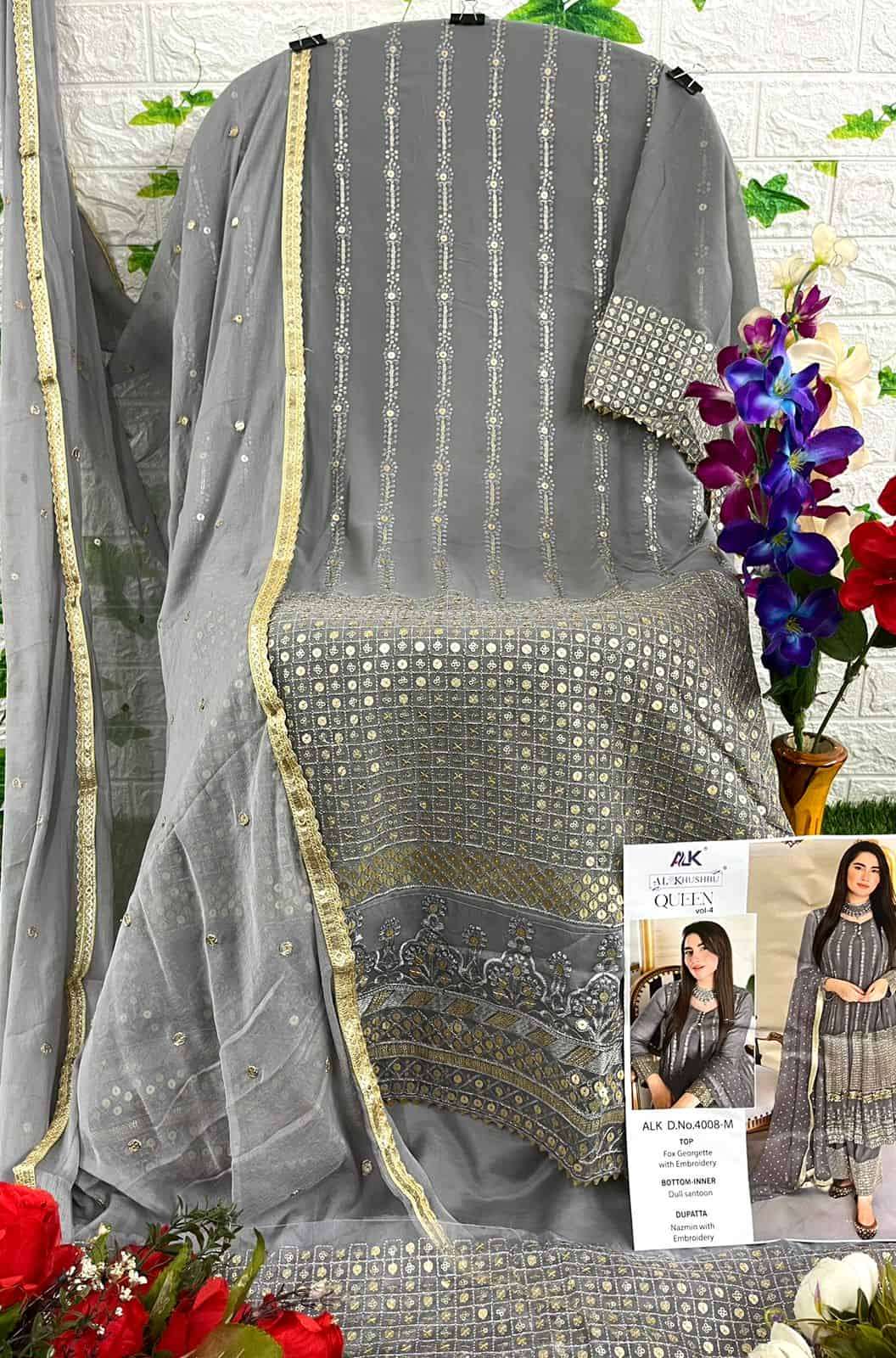 AL Khushbu Queen Vol 4 4008 Colors Pakistani Festive Wear Suit Wholasaler view 4