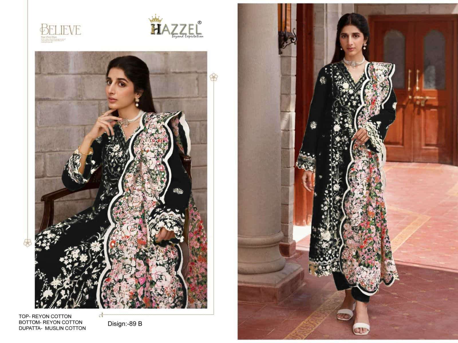Hazzel 89 Colors Festive Wear Style Designer Embroidered Cotton Dress Wholesalers view 2