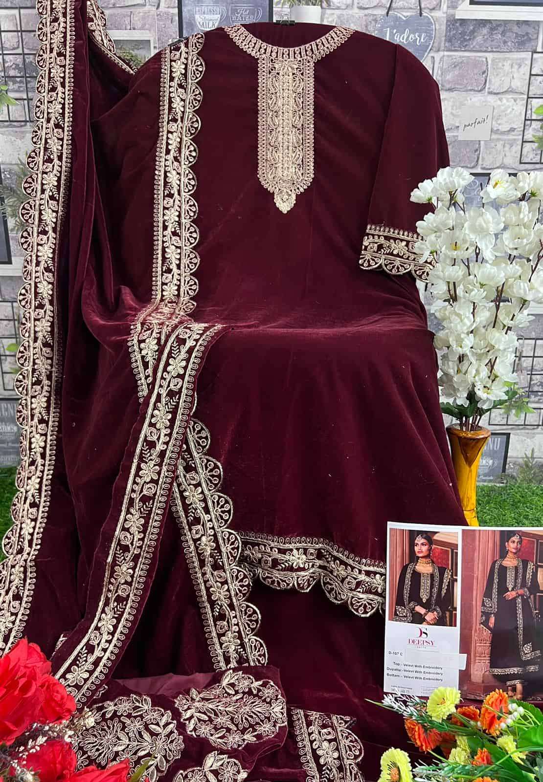 Deepsy Velvet Heavy Embroidered Pakistani Suit view 2