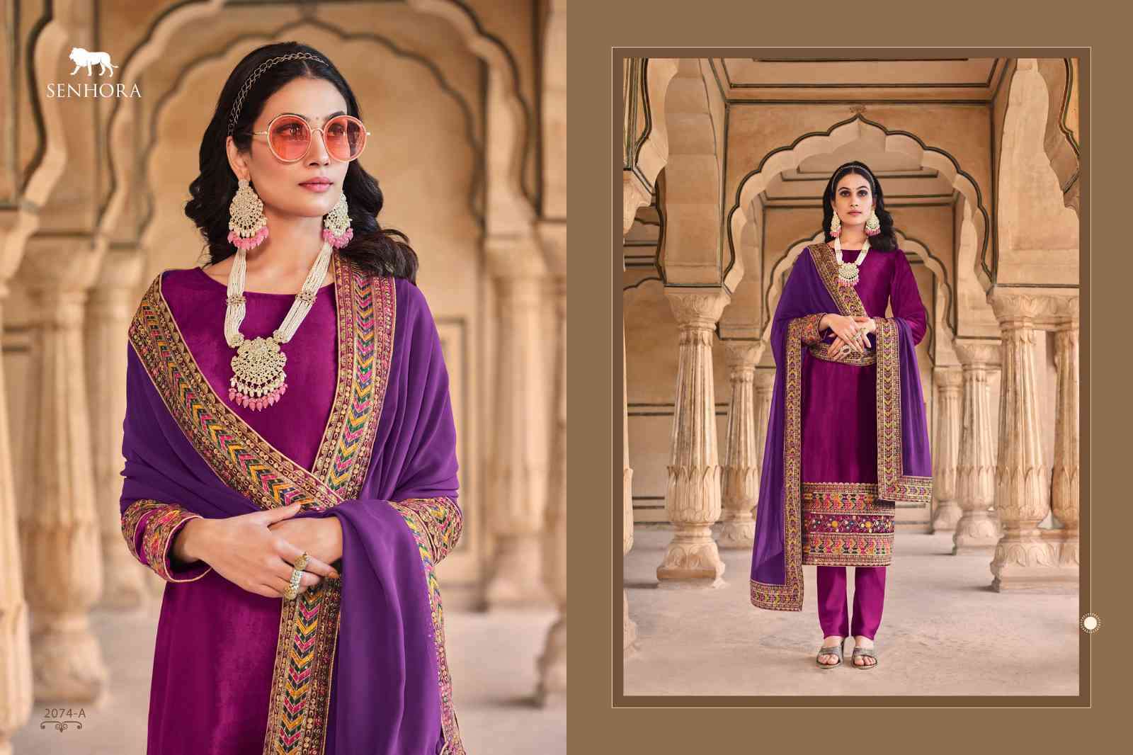 Senhora Aadhya 2074 Colors Designer Velvet Wedding Collection Suit Exporter view 12