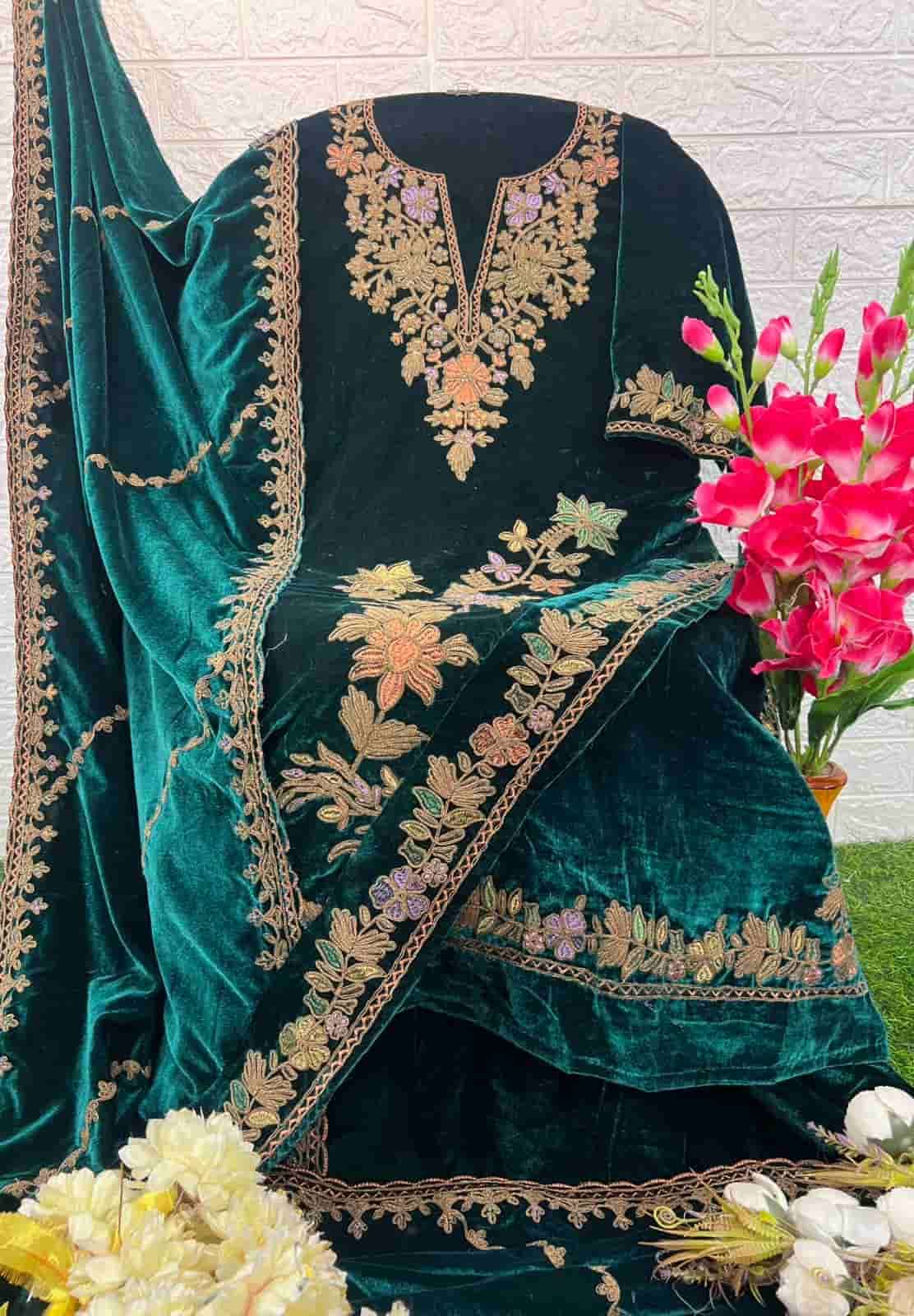 Deepsy D 32220 A Pakistani Style Designer Embroidered Velvet Suit Exporter view 2