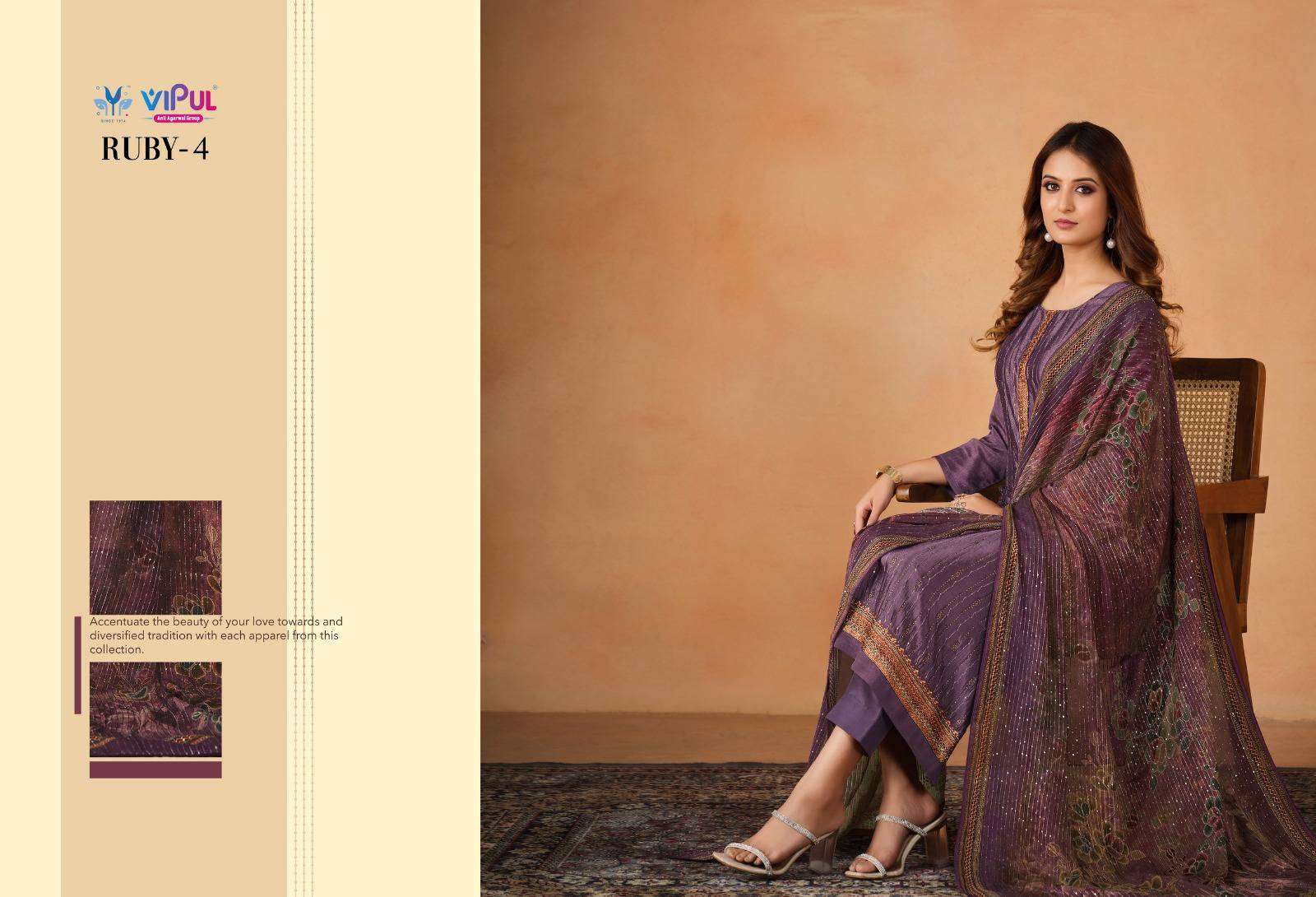 Vipul Ruby Vol 4 Fancy Straight Designs Festive Wear Dress Catalog Exporter view 3