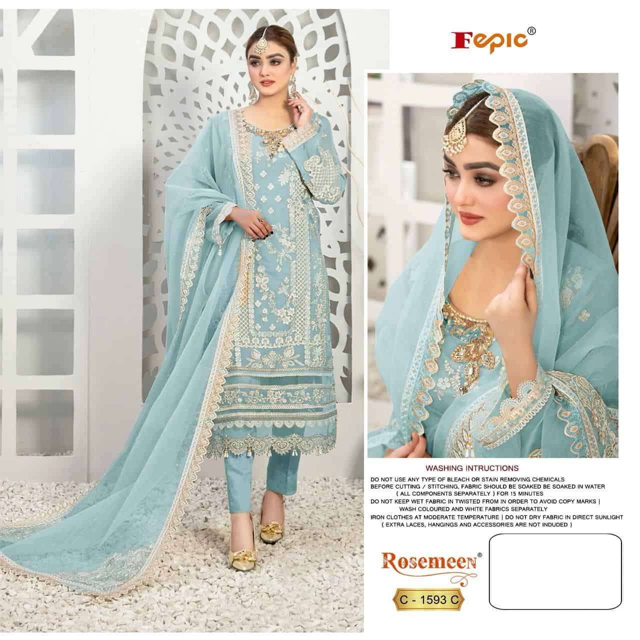 Fepic C 1593 Colors Party Wear Style Heavy Designer Pakistani Suit Wholesalers view 4