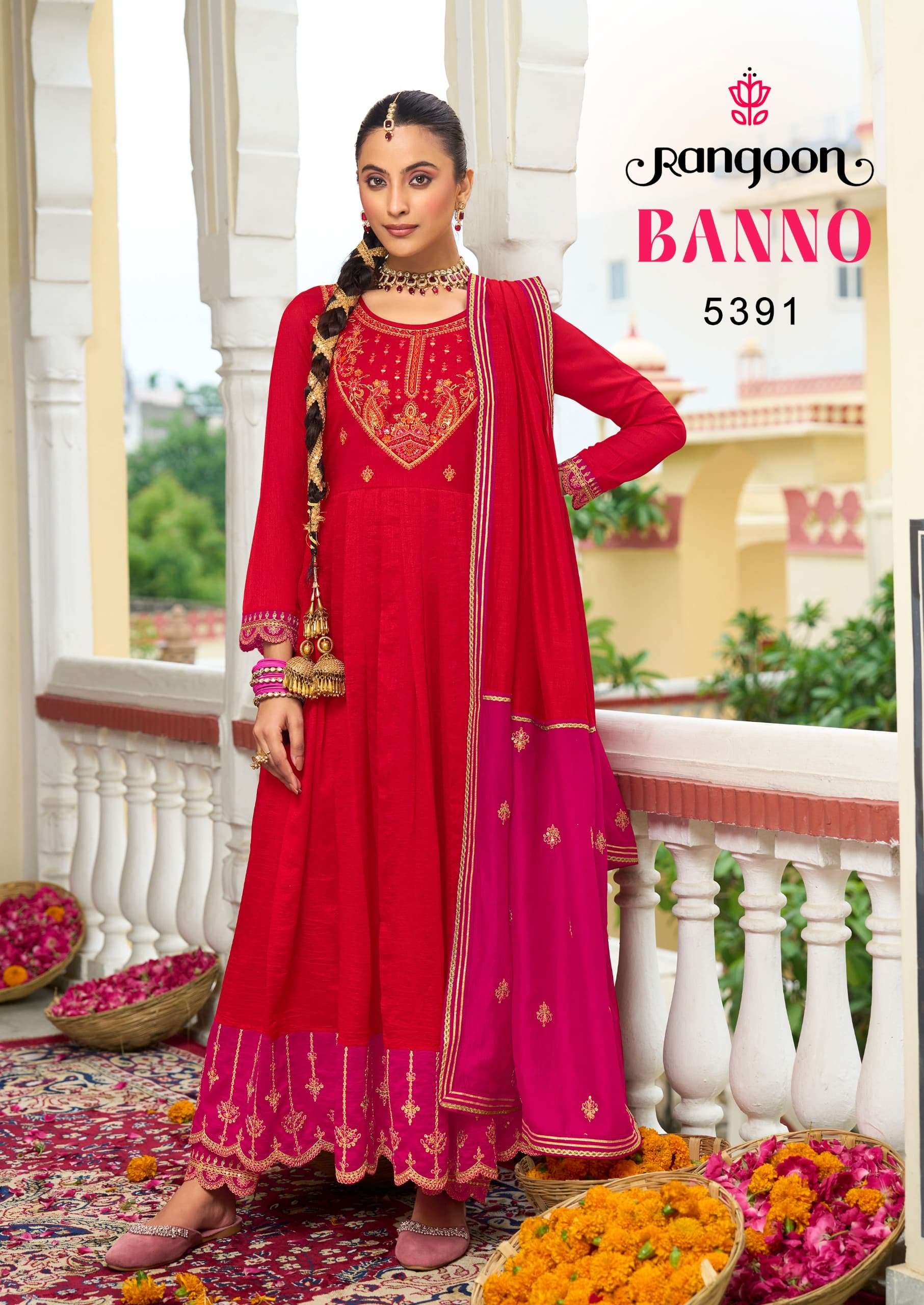 Rangoon Banno Silk Anarkali Suit view 8
