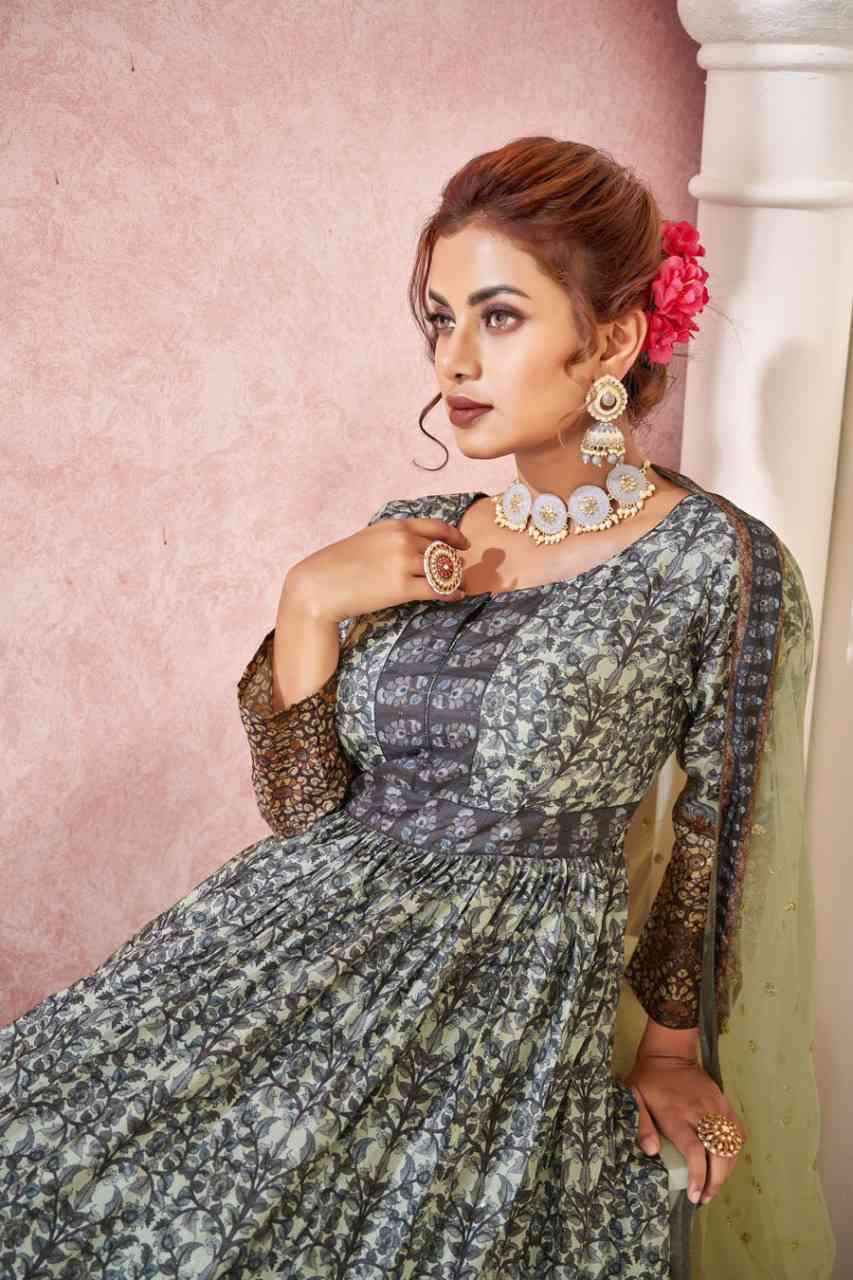 Alfaaz Kimaya Partywear Silk Gown Collection New Catalog view 3