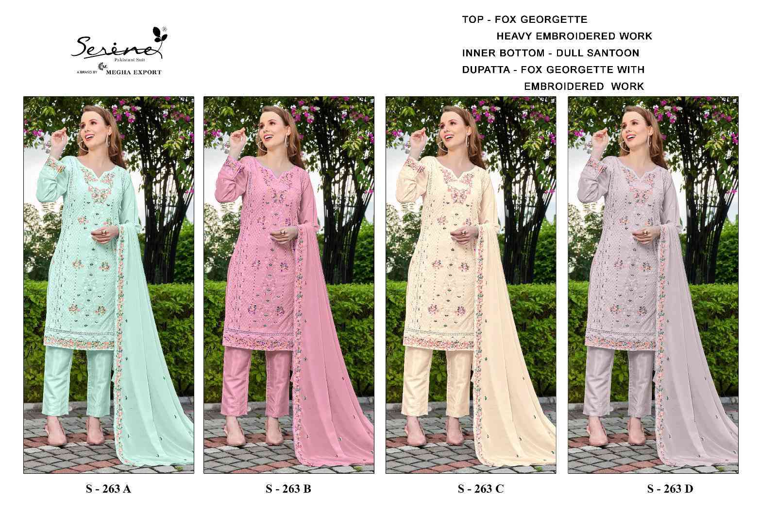 Serine S 264 Colors Pakistani Georgette Ladies Suit Catalog Wholesalers view 6