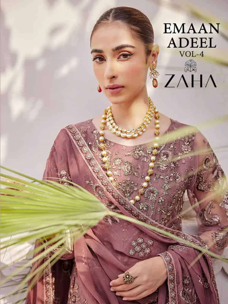 Zaha Emaan Adeel Vol 4 Pakistani Latest Designs Party Wear Suit Catalog Collection