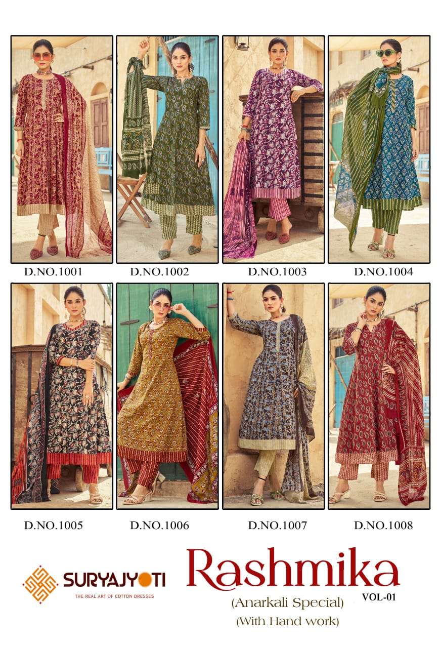 Rashmika Cotton Anarkali Suit Set view 9