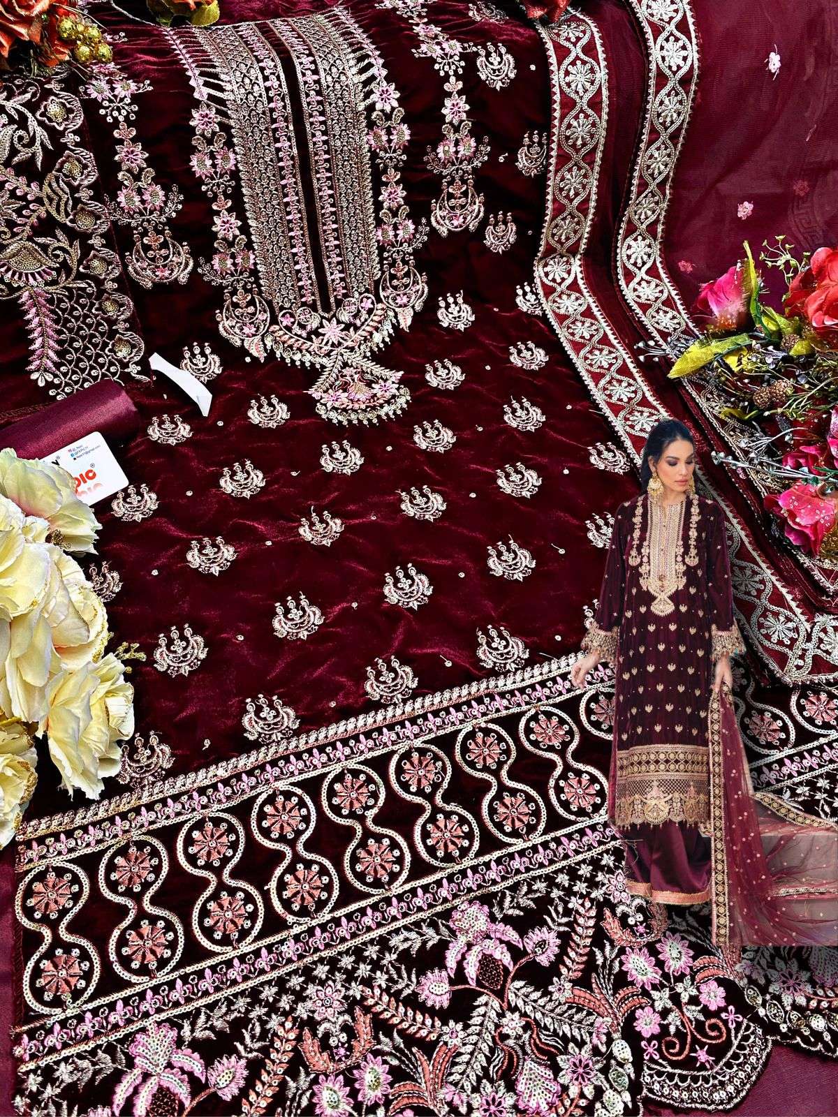 Fepic Rosemeen Embroidered Velvet Pakistani Suit view 3